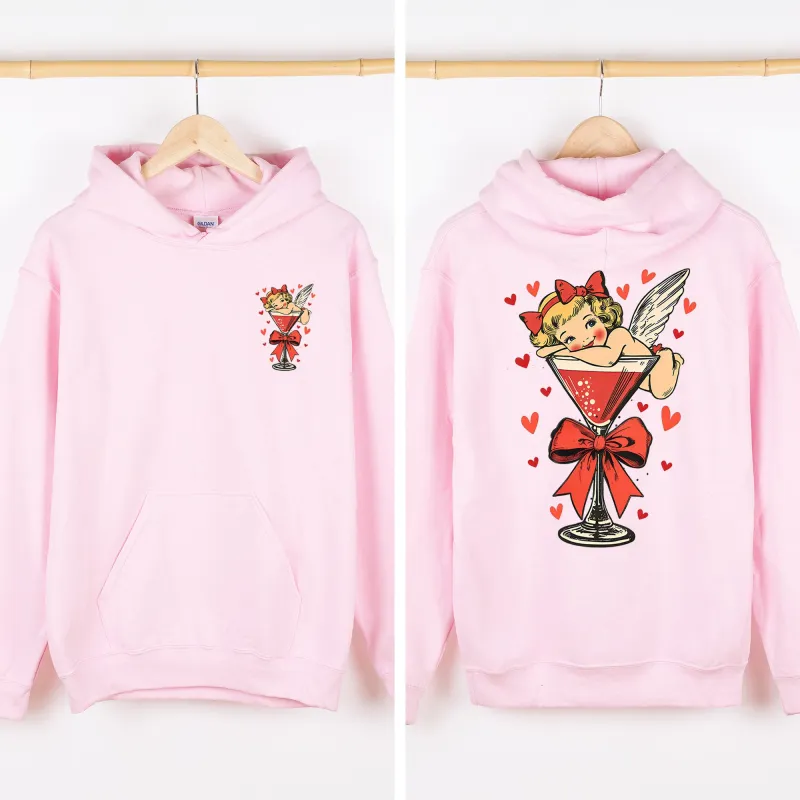 Cupid Martini Glass, Cherub, Valentine's Day, Love Hooded Sweatshirt sold by Refinery Number One