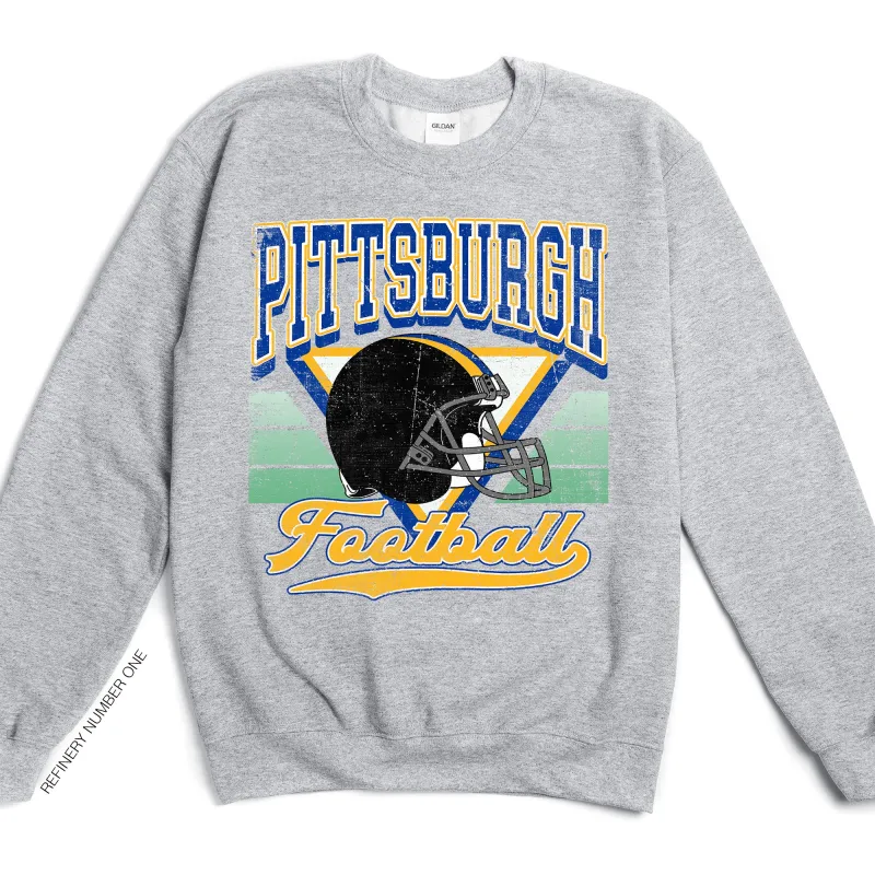 Pittsburgh Football, Vintage, Football Season, Retro, Game Day, Sports Sweatshirt sold by Refinery Number One