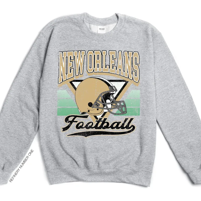 New Orleans Football, Vintage, Football Season, Retro, Game Day, Sports Sweatshirt made by Refinery Number One