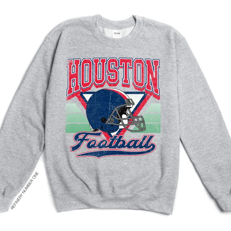 Houston Football, Vintage, Football Season, Game Day, Sports Sweatshirt made by Refinery Number One