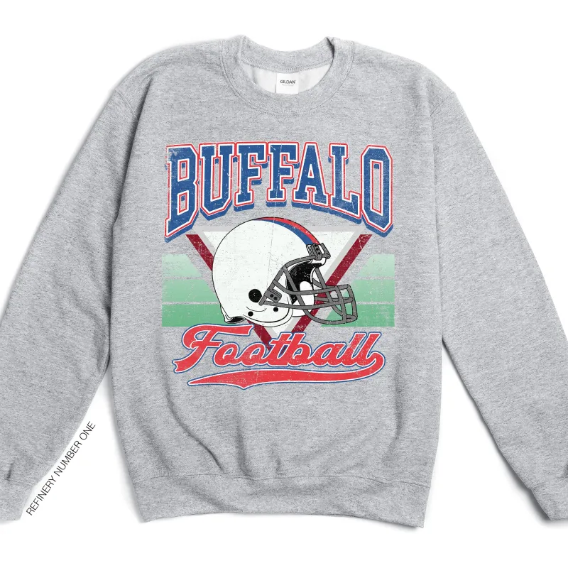 Buffalo Football, Vintage, Football Season, Game Day, Sports Sweatshirt sold by Refinery Number One
