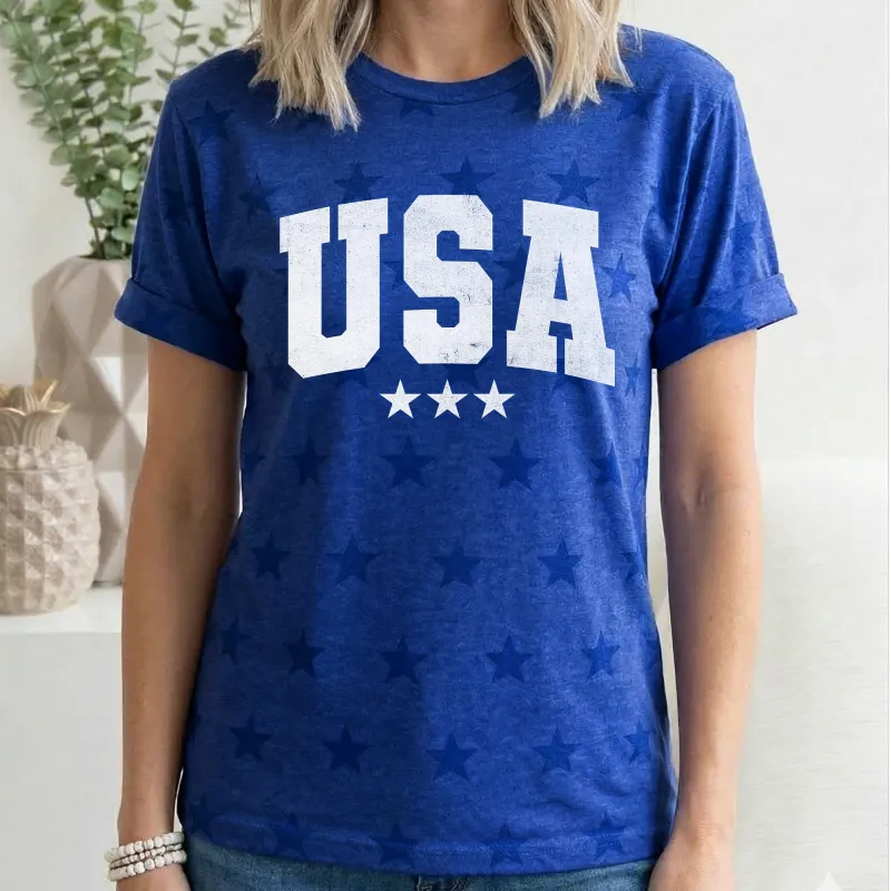USA Stars, Fourth of July, America, Patriotic, USA, Star Pattern T-Shirt made by Refinery Number One