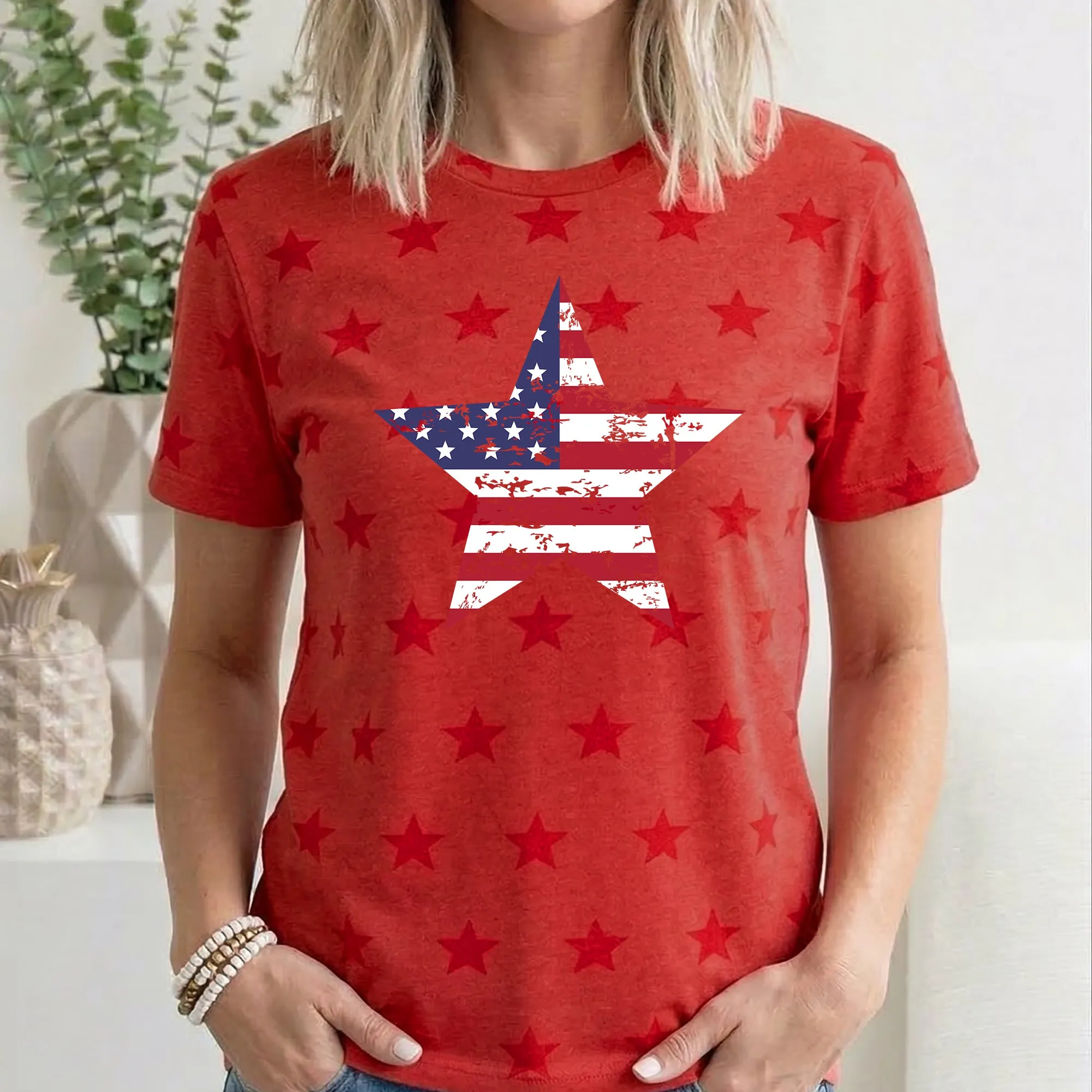 Stars and Stripes, Flag, Patriotic, 4th of July, Star Pattern T-Shirt sold by Refinery Number One