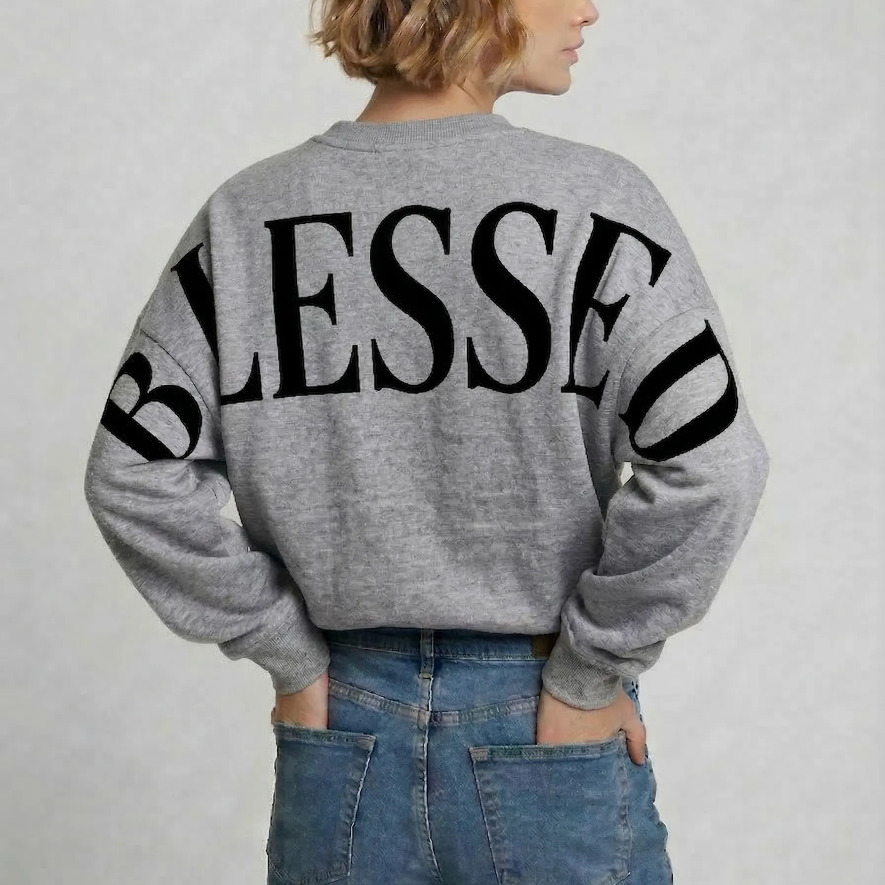 Oversized Blessed Back Print Hoodie & Sweatshirt | USA Printed sold by Refinery Number One product image thumbnail 3
