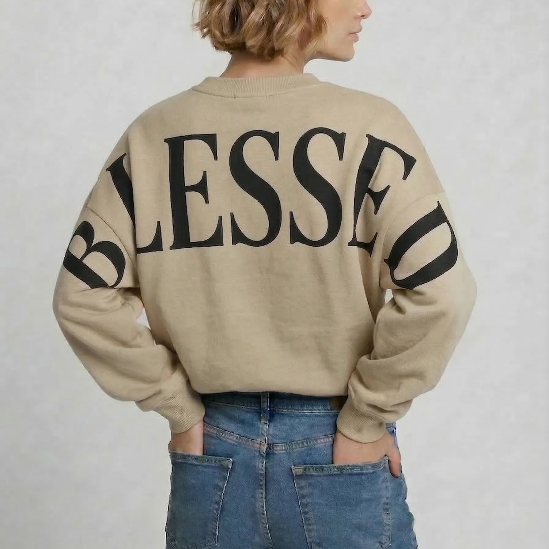 Oversized Blessed Back Print Hoodie & Sweatshirt | USA Printed sold by Refinery Number One product image thumbnail 4