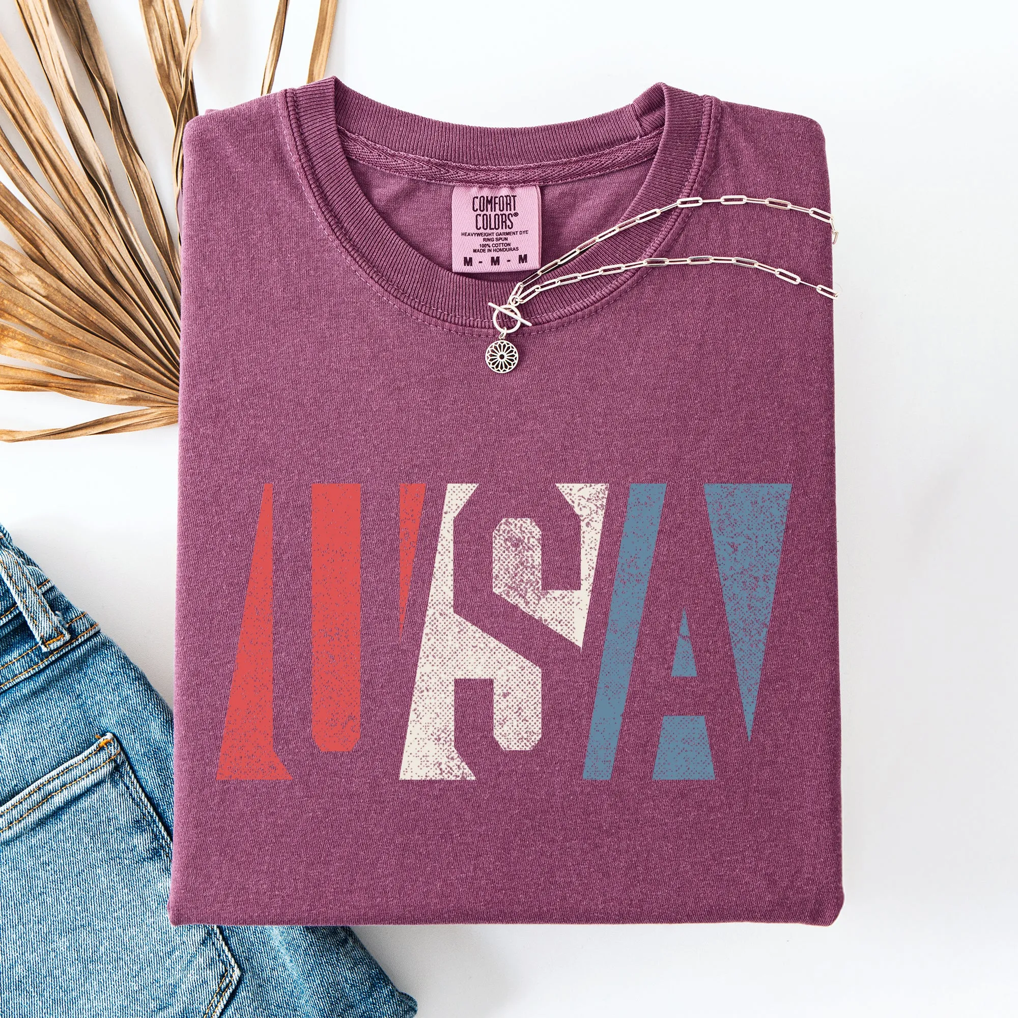 Vintage USA, Red White and Blue, Classic, Patriotic, America Comfort Colors T-Shirt sold by Refinery Number One product image thumbnail 5