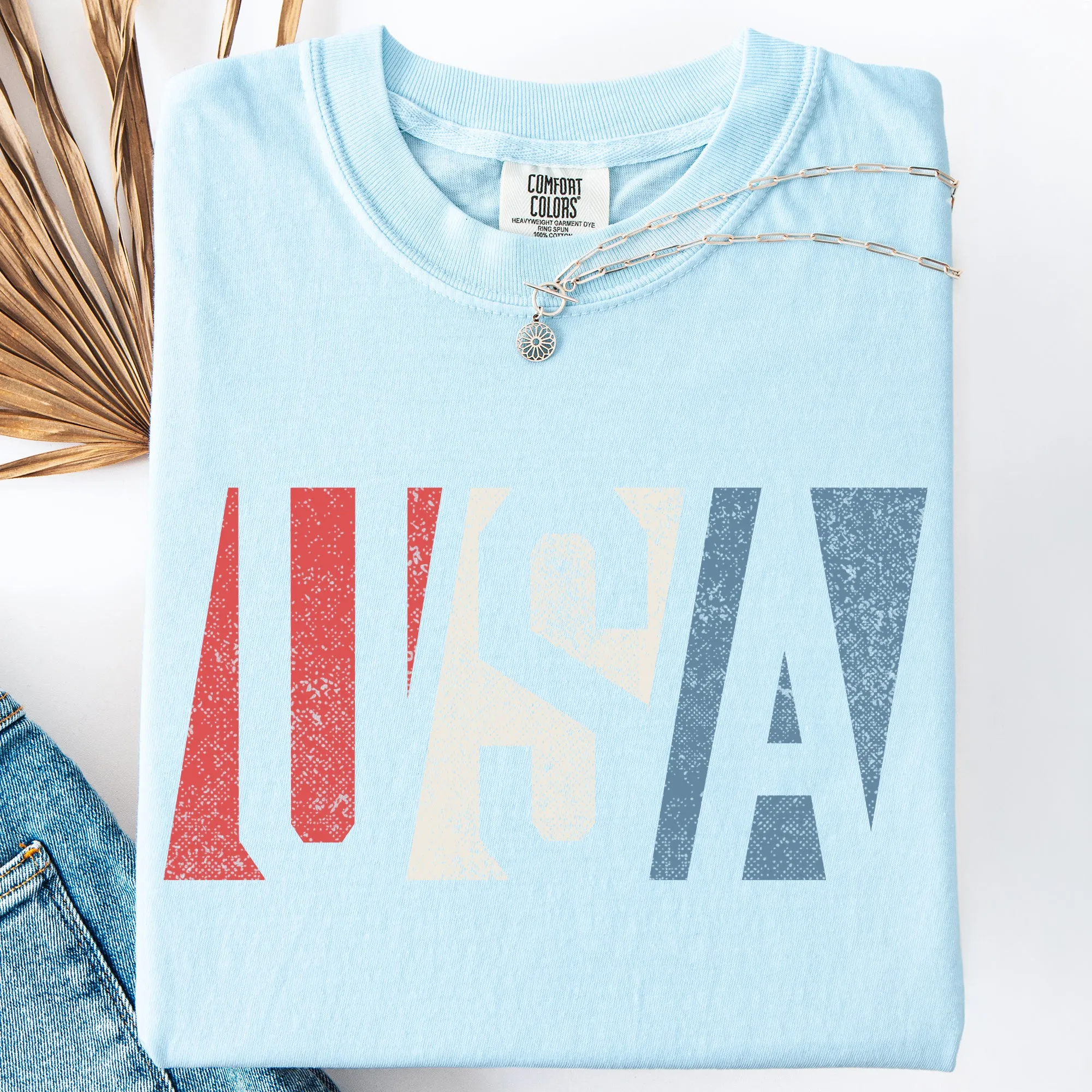 Vintage USA, Red White and Blue, Classic, Patriotic, America Comfort Colors T-Shirt sold by Refinery Number One product image thumbnail 4