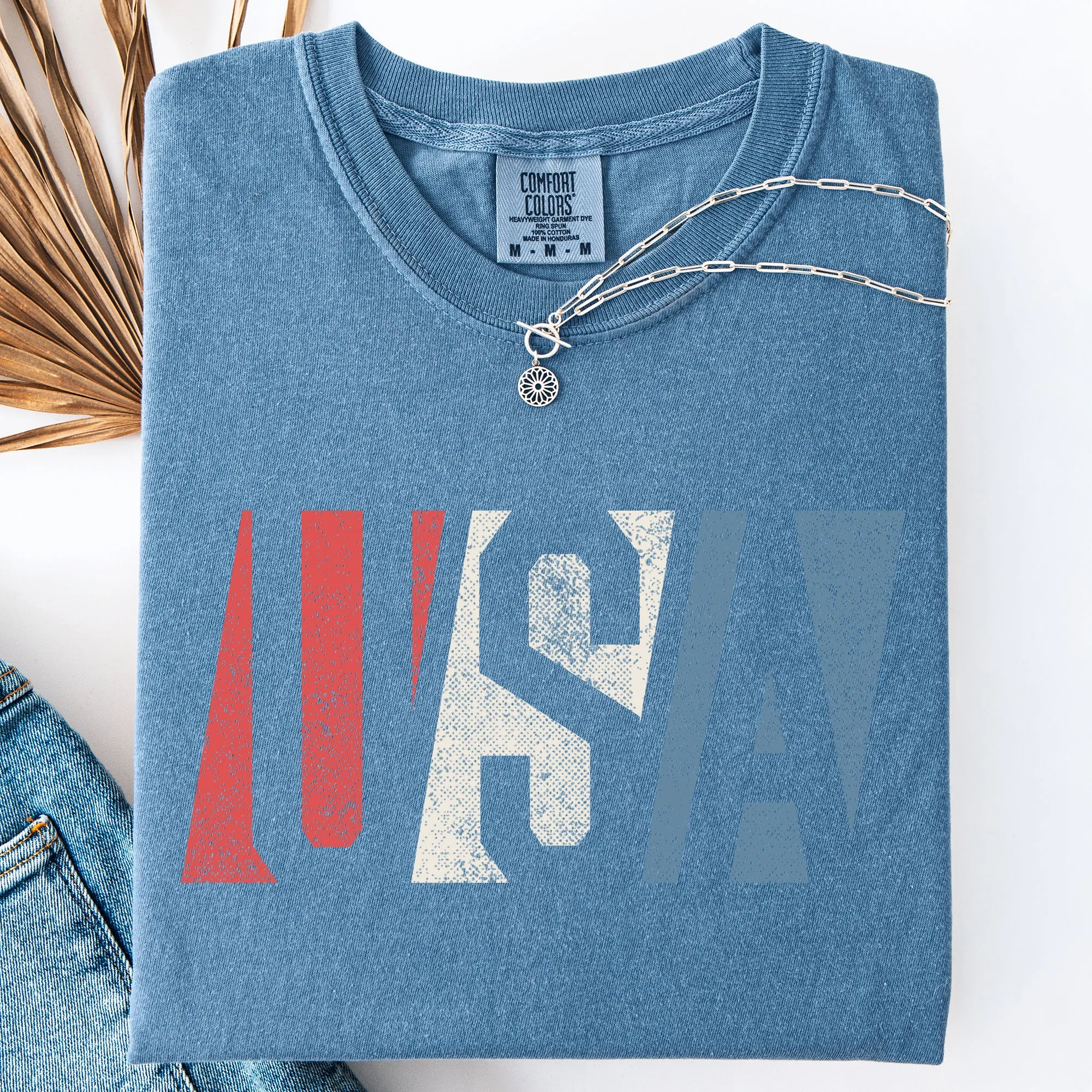 Vintage USA, Red White and Blue, Classic, Patriotic, America Comfort Colors T-Shirt sold by Refinery Number One product image thumbnail 3