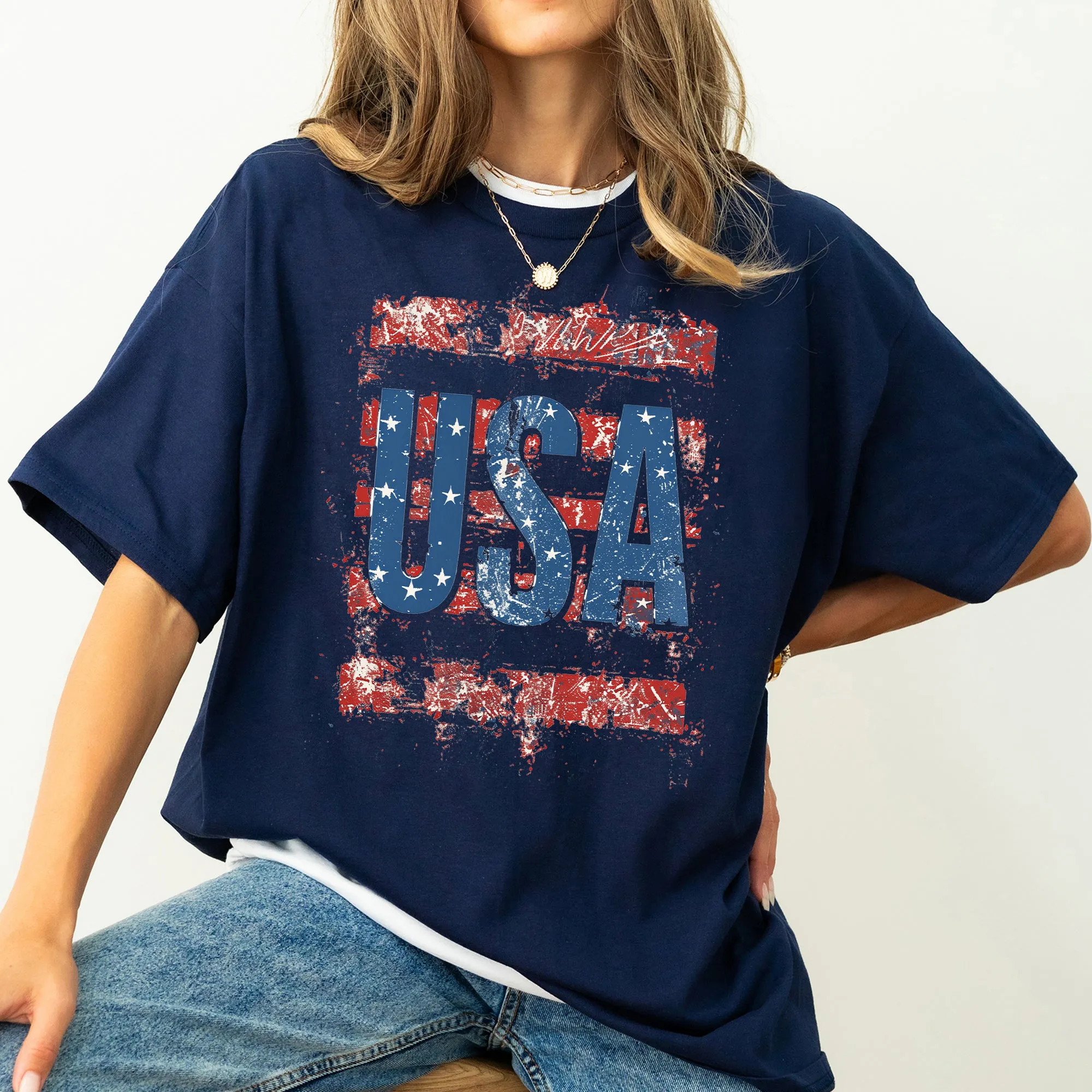Vintage USA, Flag, Patriotic, America, Red White and Blue Comfort Colors T-Shirt sold by Refinery Number One product image thumbnail 3