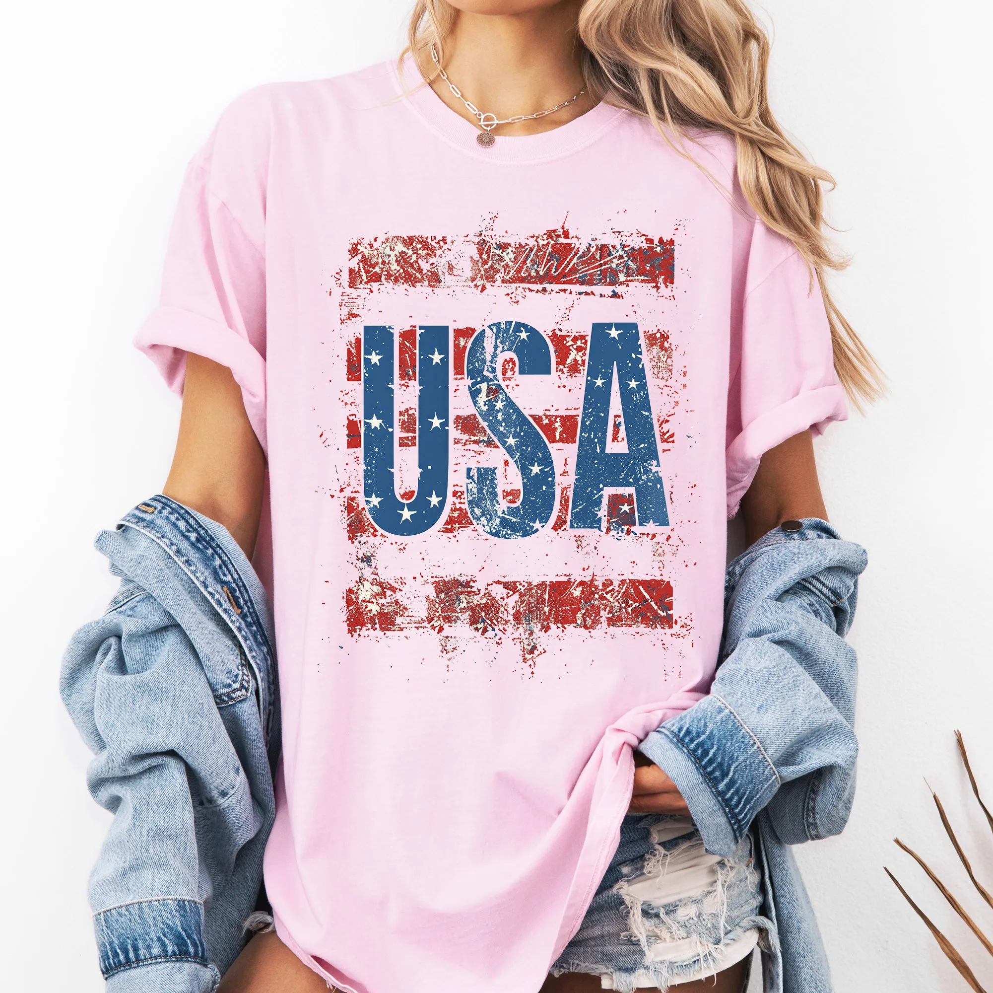 Vintage USA, Flag, Patriotic, America, Red White and Blue Comfort Colors T-Shirt sold by Refinery Number One product image thumbnail 2