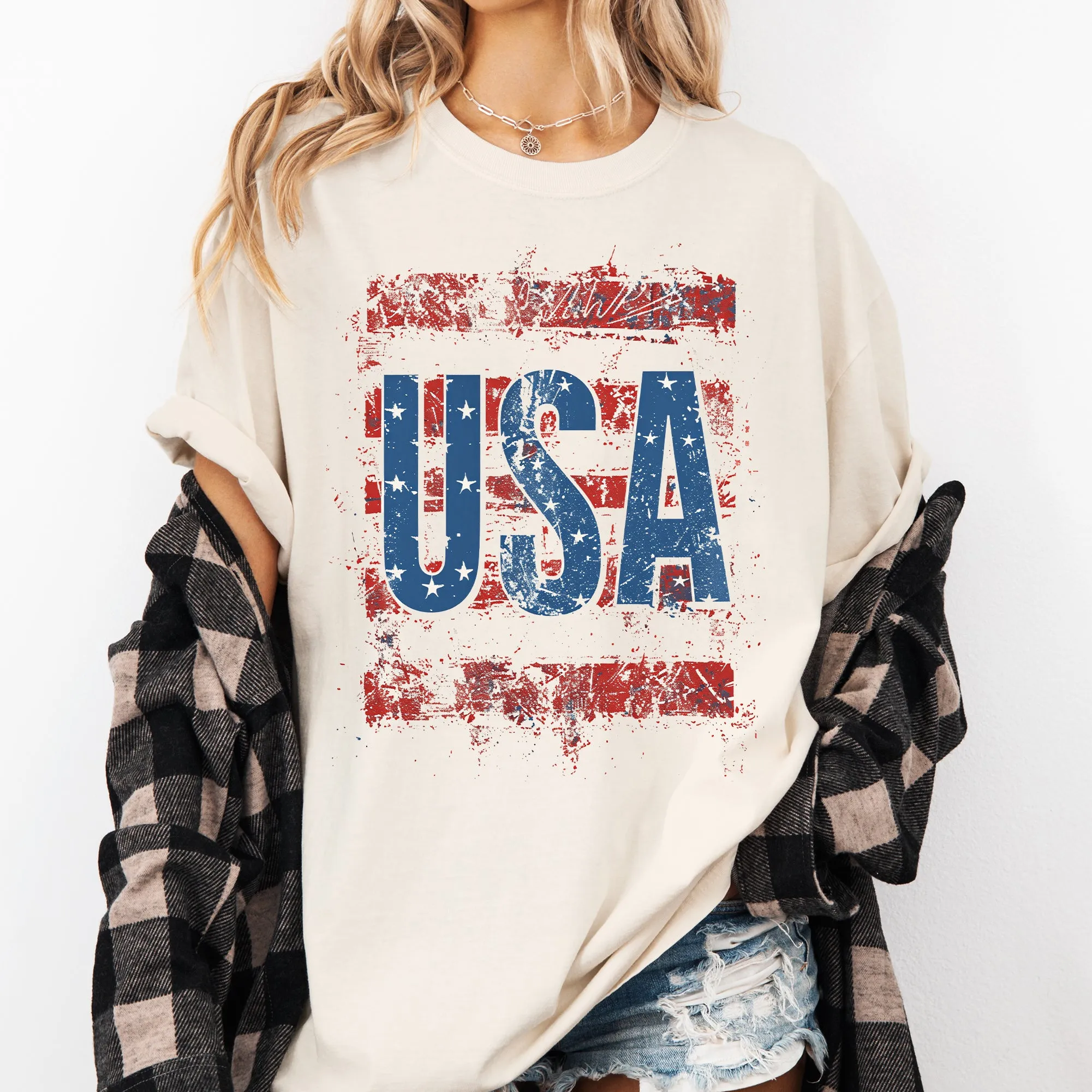 Vintage USA, Flag, Patriotic, America, Red White and Blue Comfort Colors T-Shirt sold by Refinery Number One