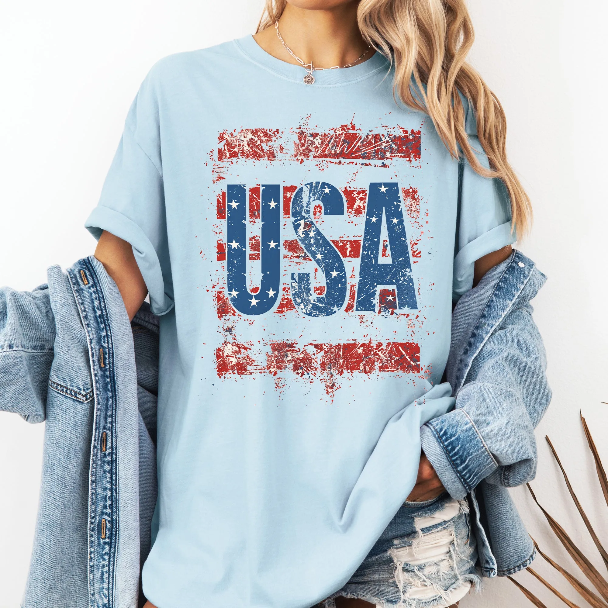 Vintage USA, Flag, Patriotic, America, Red White and Blue Comfort Colors T-Shirt sold by Refinery Number One product image thumbnail 5