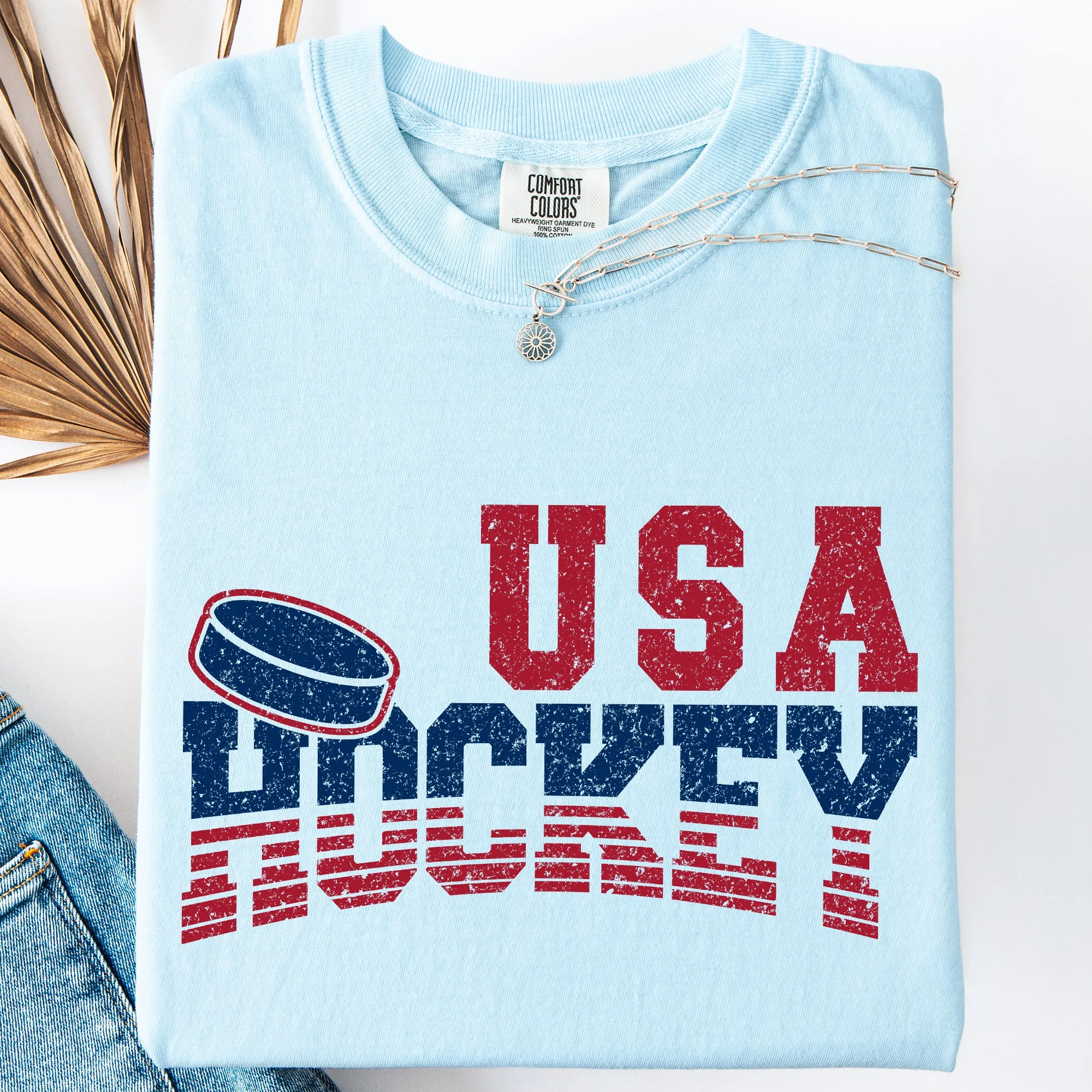USA, Sports, Hockey, America, Patriotic, Vintage Comfort Colors T-Shirt sold by Refinery Number One product image thumbnail 2