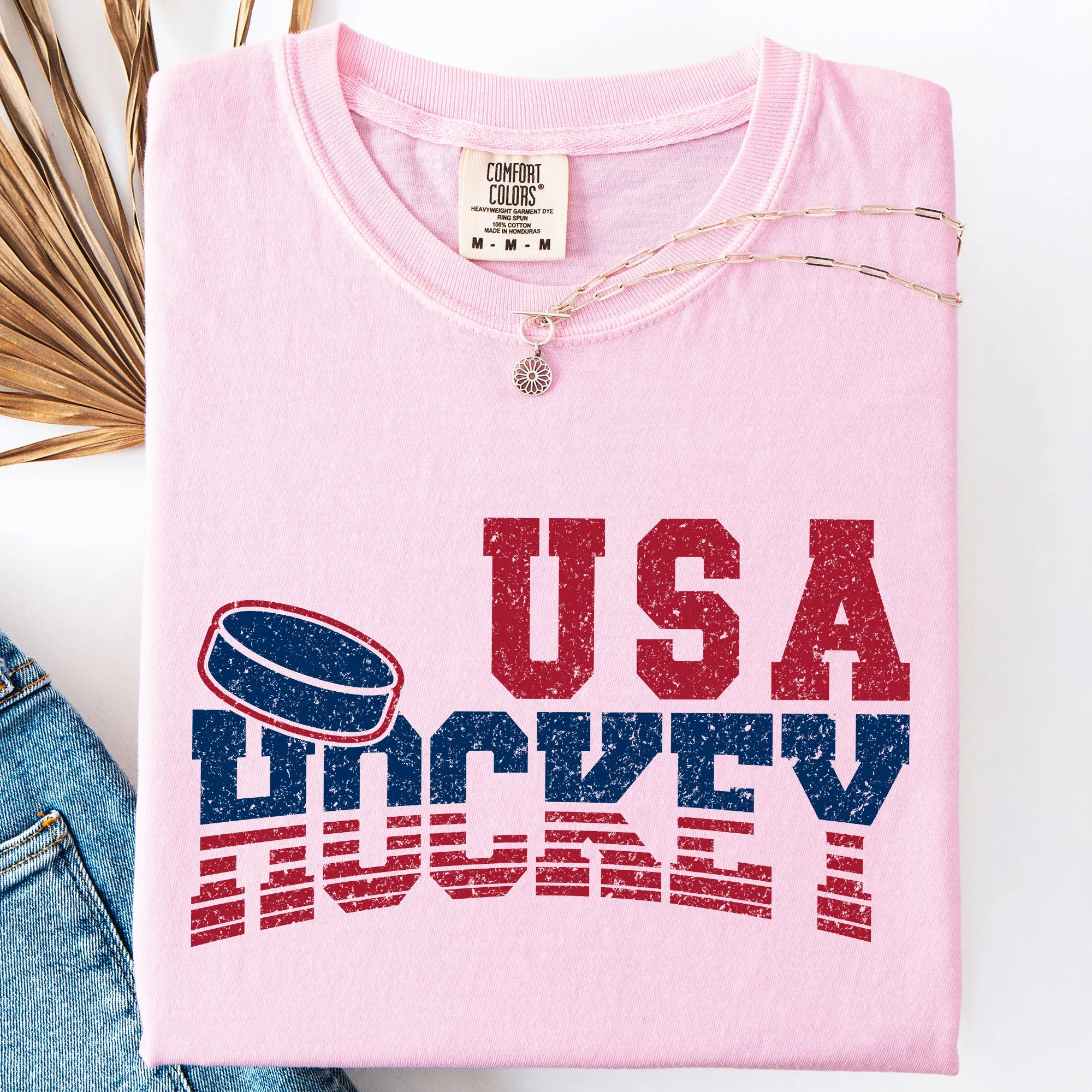 USA, Sports, Hockey, America, Patriotic, Vintage Comfort Colors T-Shirt sold by Refinery Number One product image thumbnail 3