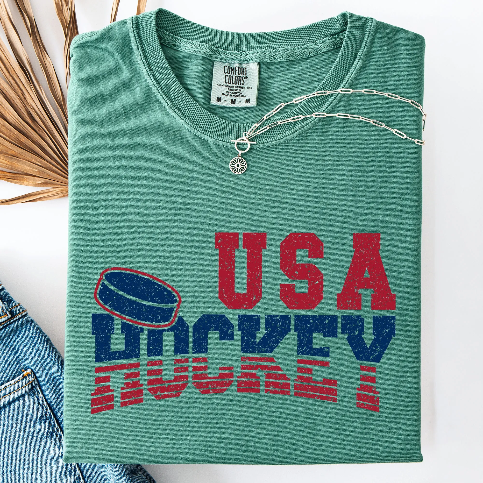 USA, Sports, Hockey, America, Patriotic, Vintage Comfort Colors T-Shirt sold by Refinery Number One product image thumbnail 5