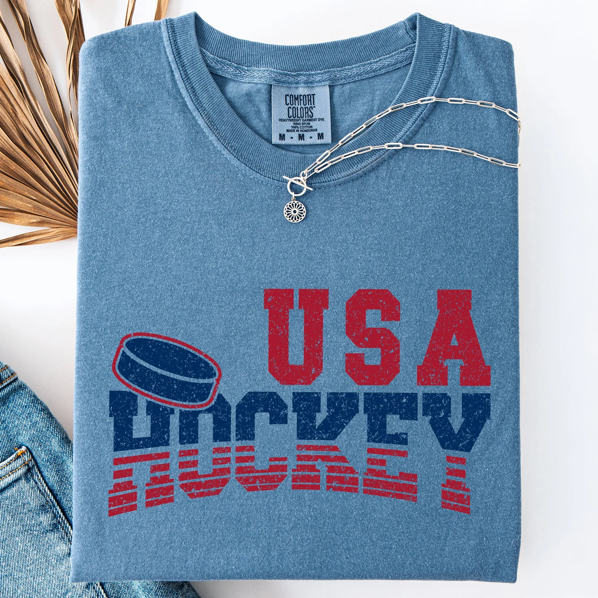 USA, Sports, Hockey, America, Patriotic, Vintage Comfort Colors T-Shirt sold by Refinery Number One product image thumbnail 4