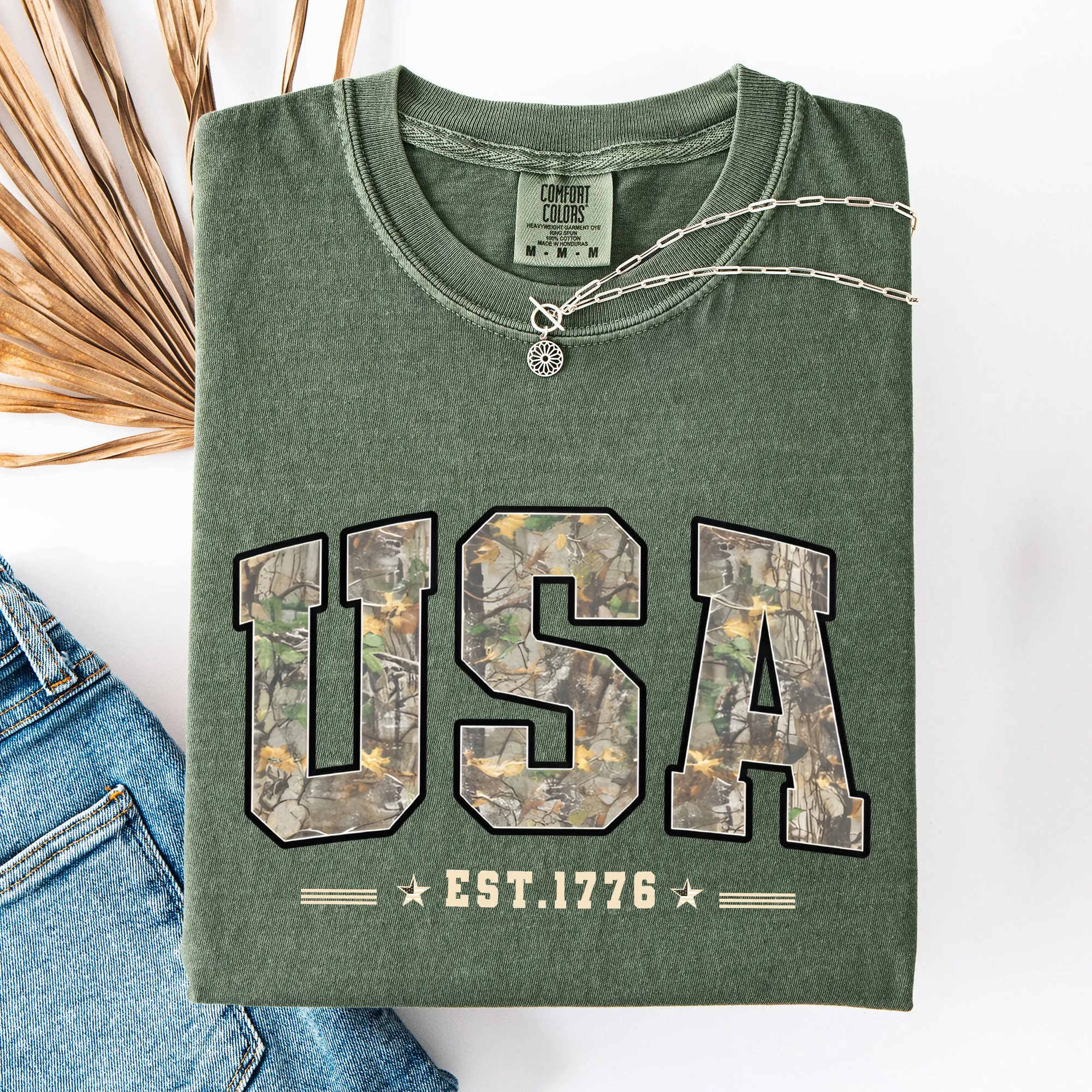 USA Camouflage, America, Patriotic, 1776, Stars, Stripes, Flag Comfort Colors T-Shirt sold by Refinery Number One