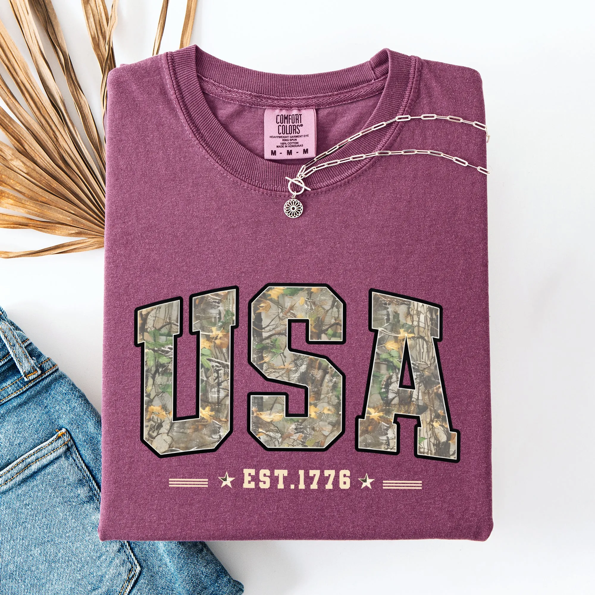 USA Camouflage, America, Patriotic, 1776, Stars, Stripes, Flag Comfort Colors T-Shirt sold by Refinery Number One product image thumbnail 2