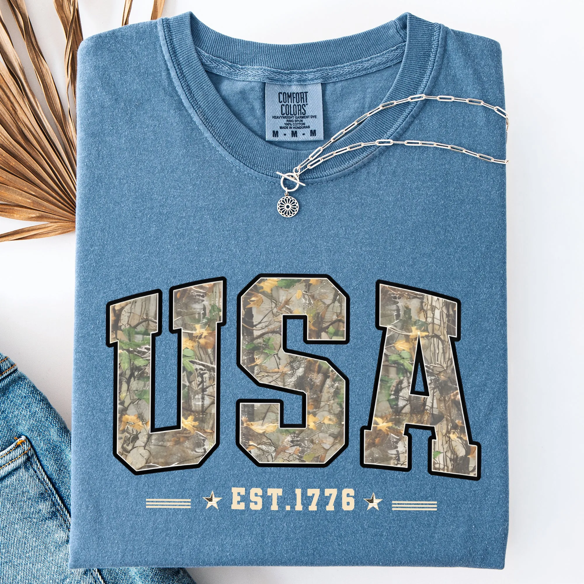 USA Camouflage, America, Patriotic, 1776, Stars, Stripes, Flag Comfort Colors T-Shirt sold by Refinery Number One product image thumbnail 3