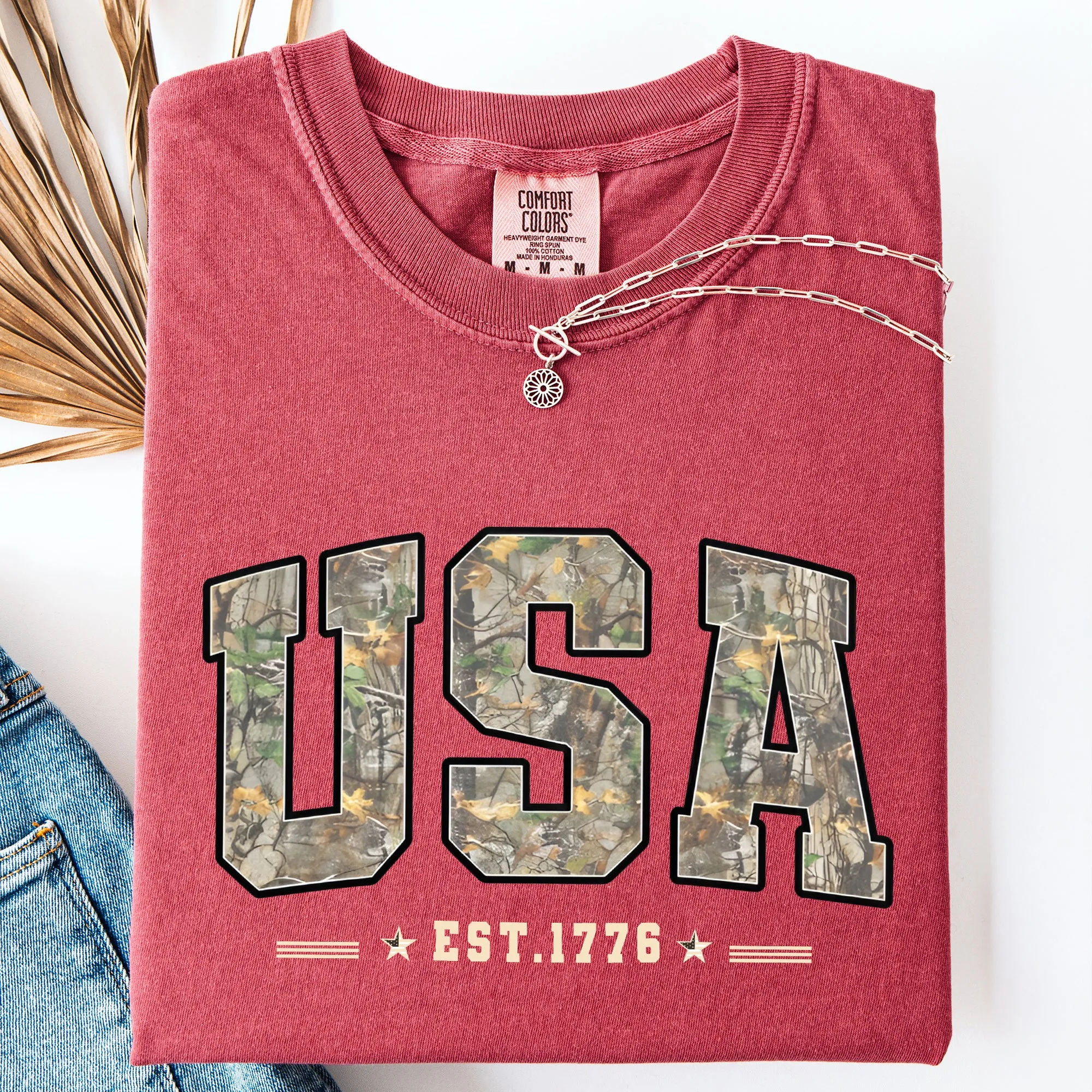 USA Camouflage, America, Patriotic, 1776, Stars, Stripes, Flag Comfort Colors T-Shirt sold by Refinery Number One product image thumbnail 4