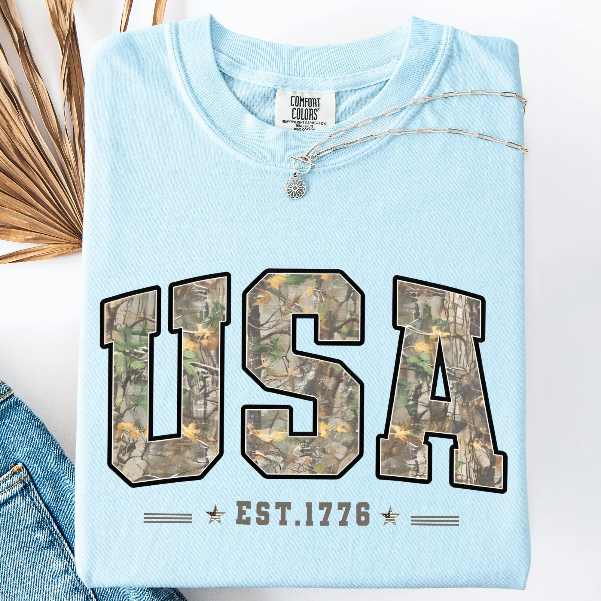 USA Camouflage, America, Patriotic, 1776, Stars, Stripes, Flag Comfort Colors T-Shirt sold by Refinery Number One product image thumbnail 5