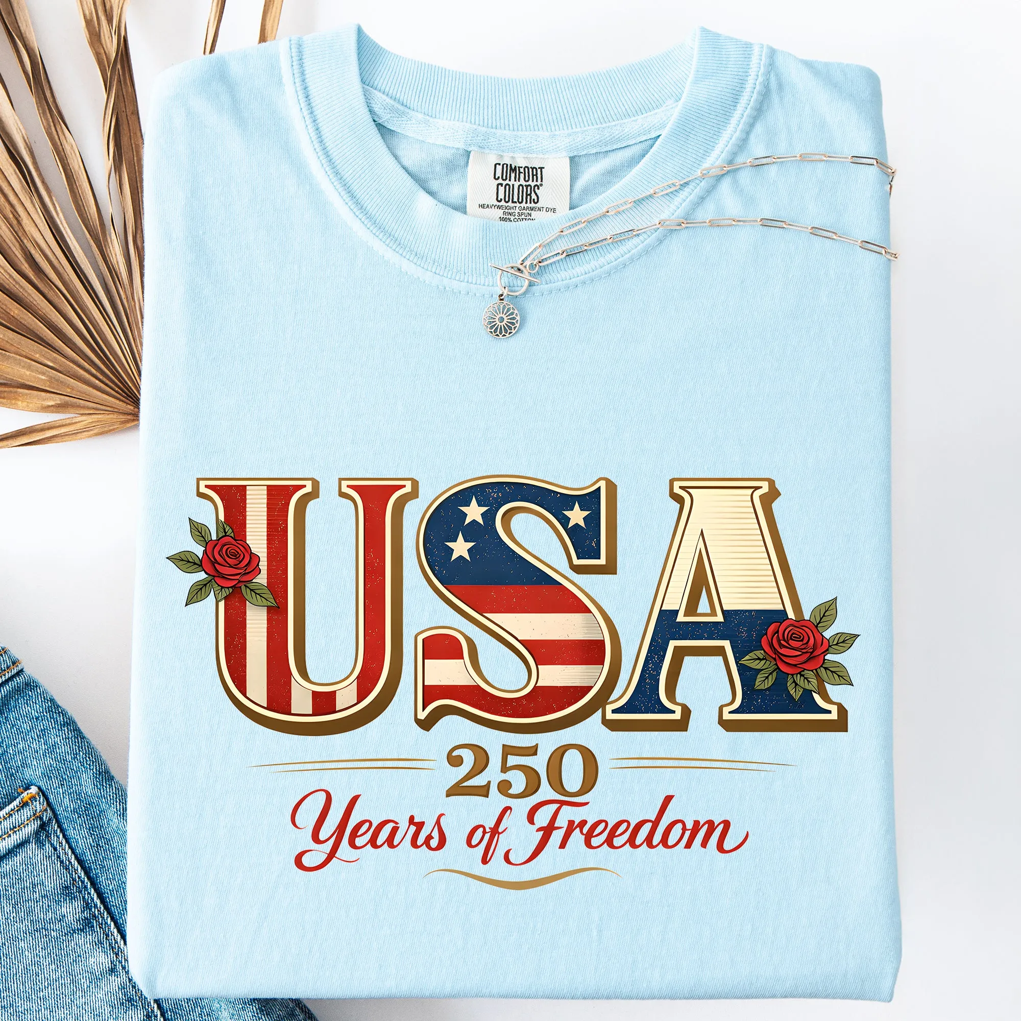 Retro USA, 250 Years of Freedom, Patriotic, America Comfort Colors T-Shirt sold by Refinery Number One product image thumbnail 4
