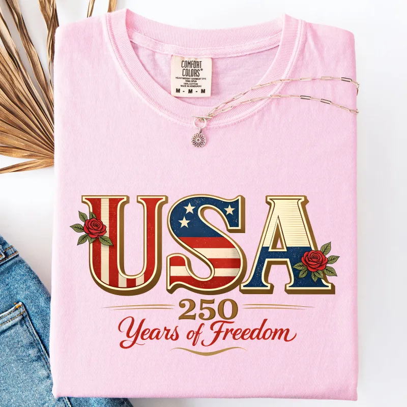 Retro USA, 250 Years of Freedom, Patriotic, America Comfort Colors T-Shirt made by Refinery Number One