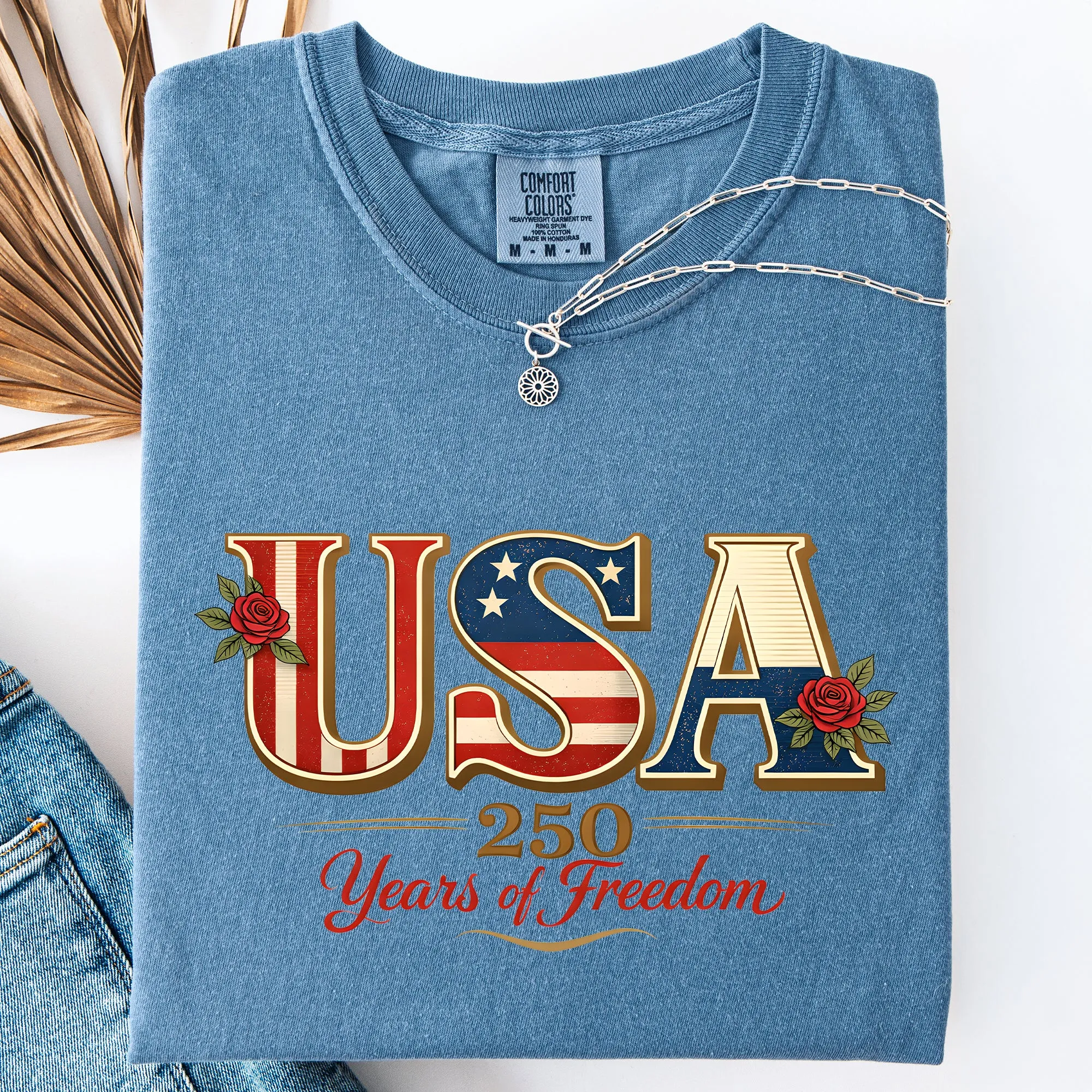 Retro USA, 250 Years of Freedom, Patriotic, America Comfort Colors T-Shirt sold by Refinery Number One product image thumbnail 3