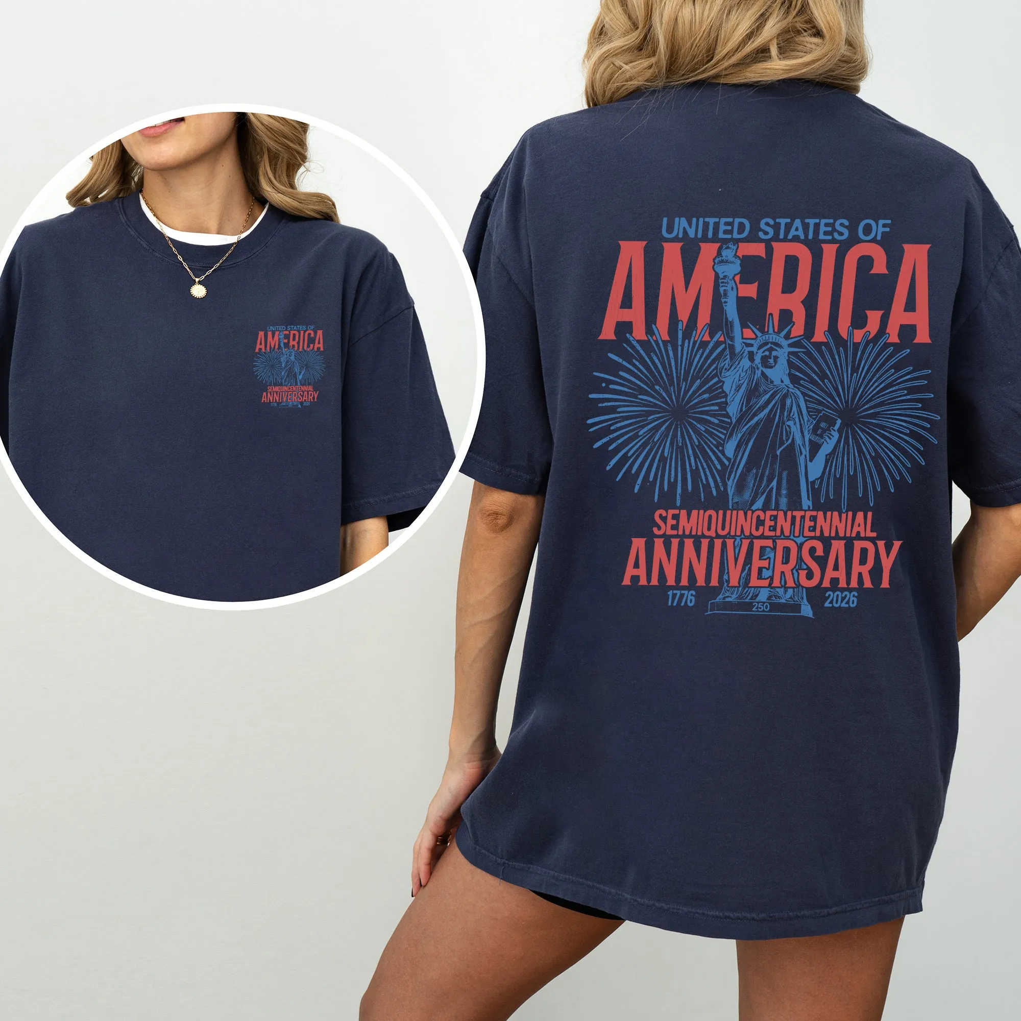 United States of America, Statue Of Liberty, Semiquincentennial, 250 Years, Patriotic, USA Comfort Colors sold by Refinery Number One product image thumbnail 3