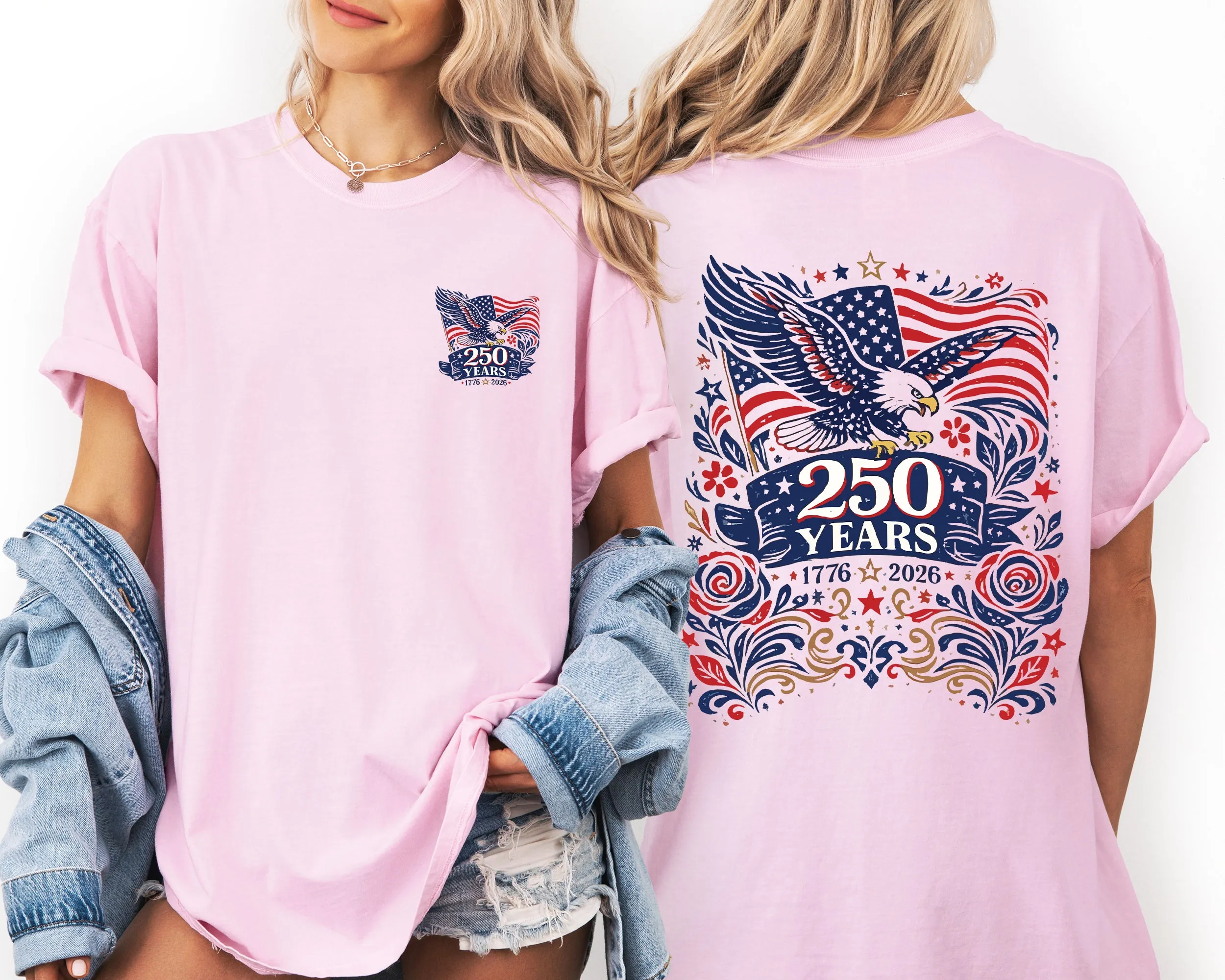 Eagle, Floral, 250 Years, America, Patriotic, USA, 4th of July Comfort Colors T-Shirt sold by Refinery Number One product image thumbnail 4