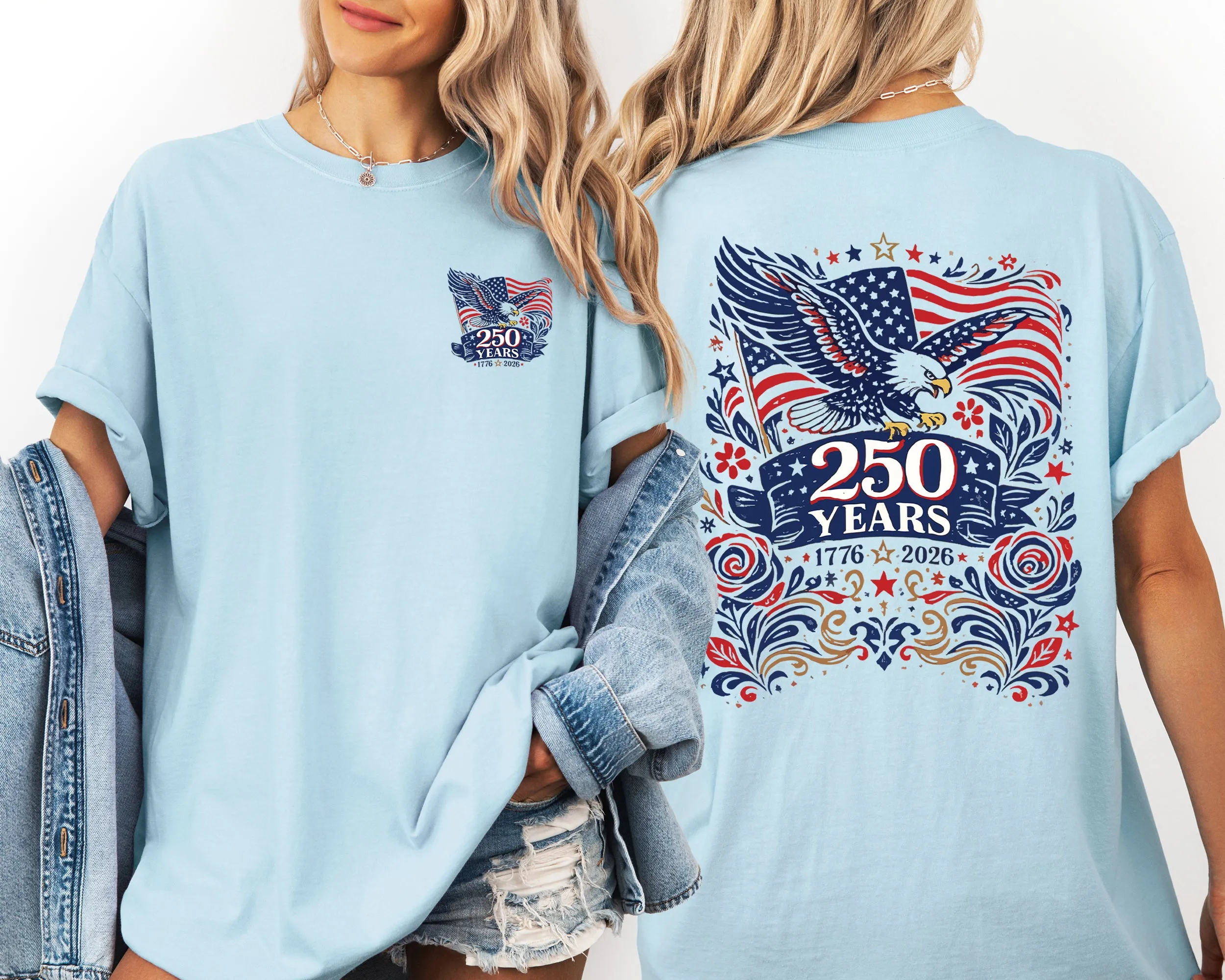 Eagle, Floral, 250 Years, America, Patriotic, USA, 4th of July Comfort Colors T-Shirt sold by Refinery Number One product image thumbnail 5