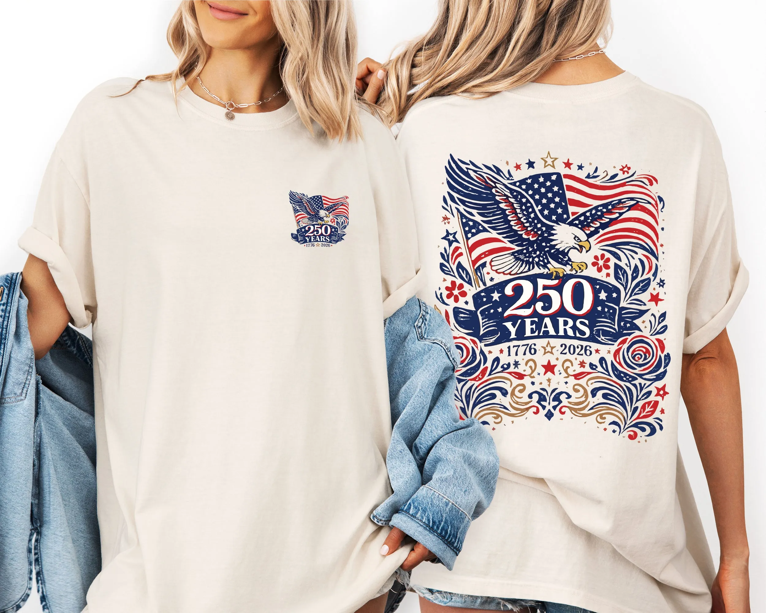 Eagle, Floral, 250 Years, America, Patriotic, USA, 4th of July Comfort Colors T-Shirt sold by Refinery Number One product image thumbnail 3