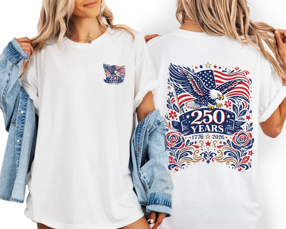 Eagle, Floral, 250 Years, America, Patriotic, USA, 4th of July Comfort Colors T-Shirt made by Refinery Number One