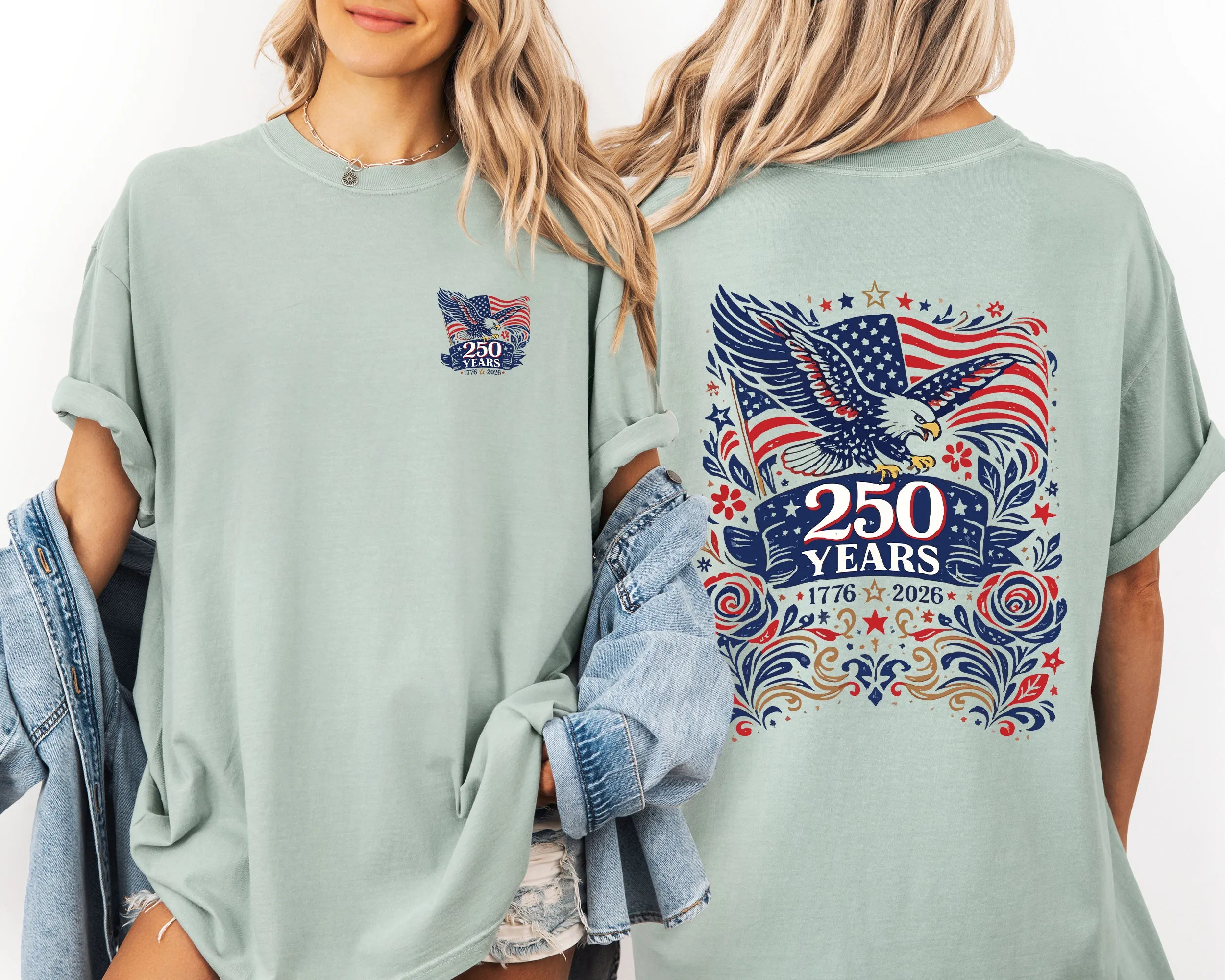 Eagle, Floral, 250 Years, America, Patriotic, USA, 4th of July Comfort Colors T-Shirt sold by Refinery Number One product image thumbnail 2