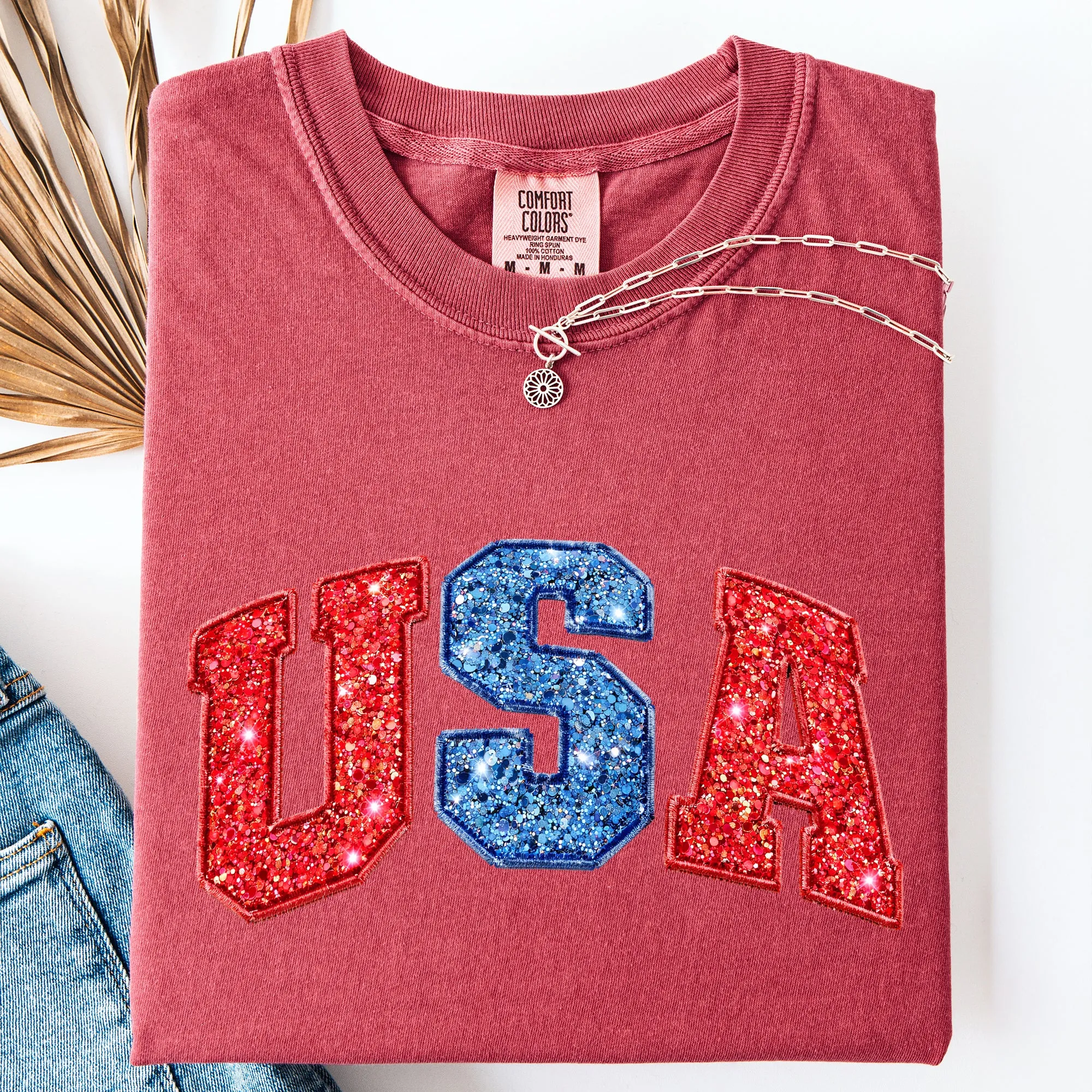 Glittery, USA, Red Blue, Patriotic, America Comfort Colors T-Shirt sold by Refinery Number One product image thumbnail 5