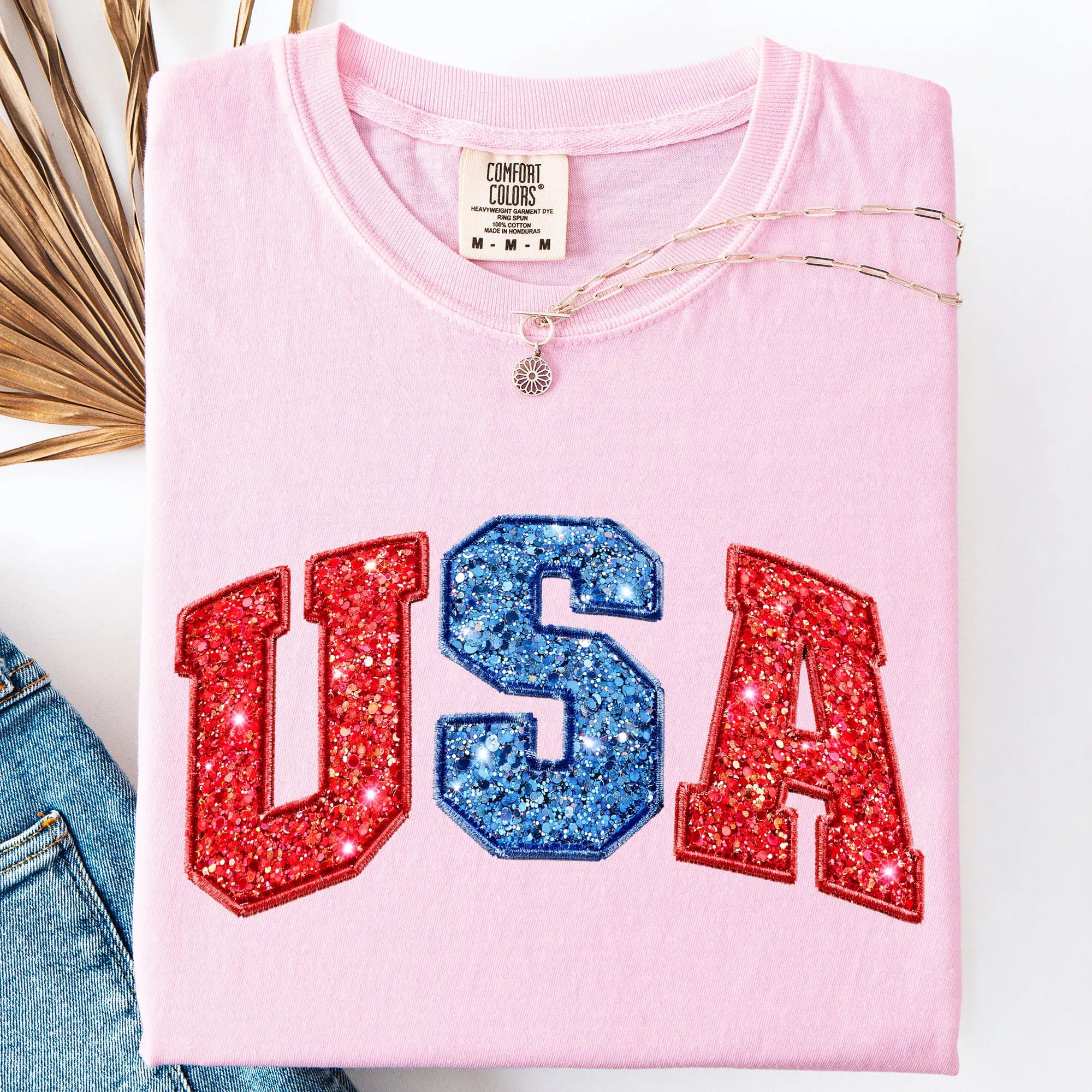 Glittery, USA, Red Blue, Patriotic, America Comfort Colors T-Shirt sold by Refinery Number One