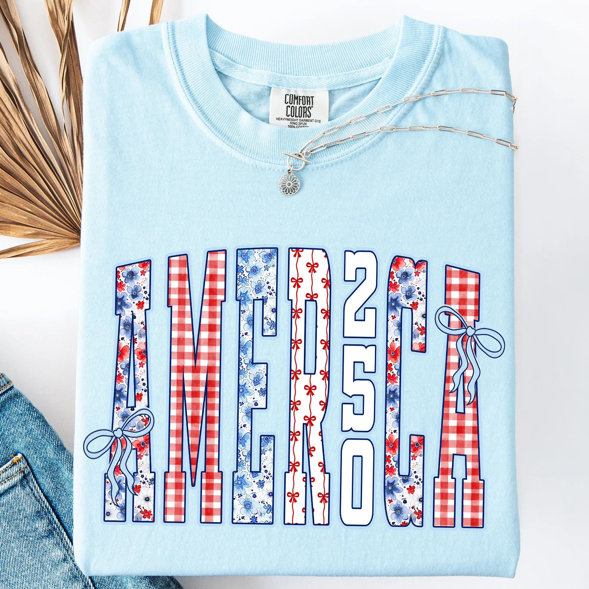 America, Ribbons and Bows, 250th Anniversary, USA, Patriotic Comfort Colors T-Shirt sold by Refinery Number One product image thumbnail 3