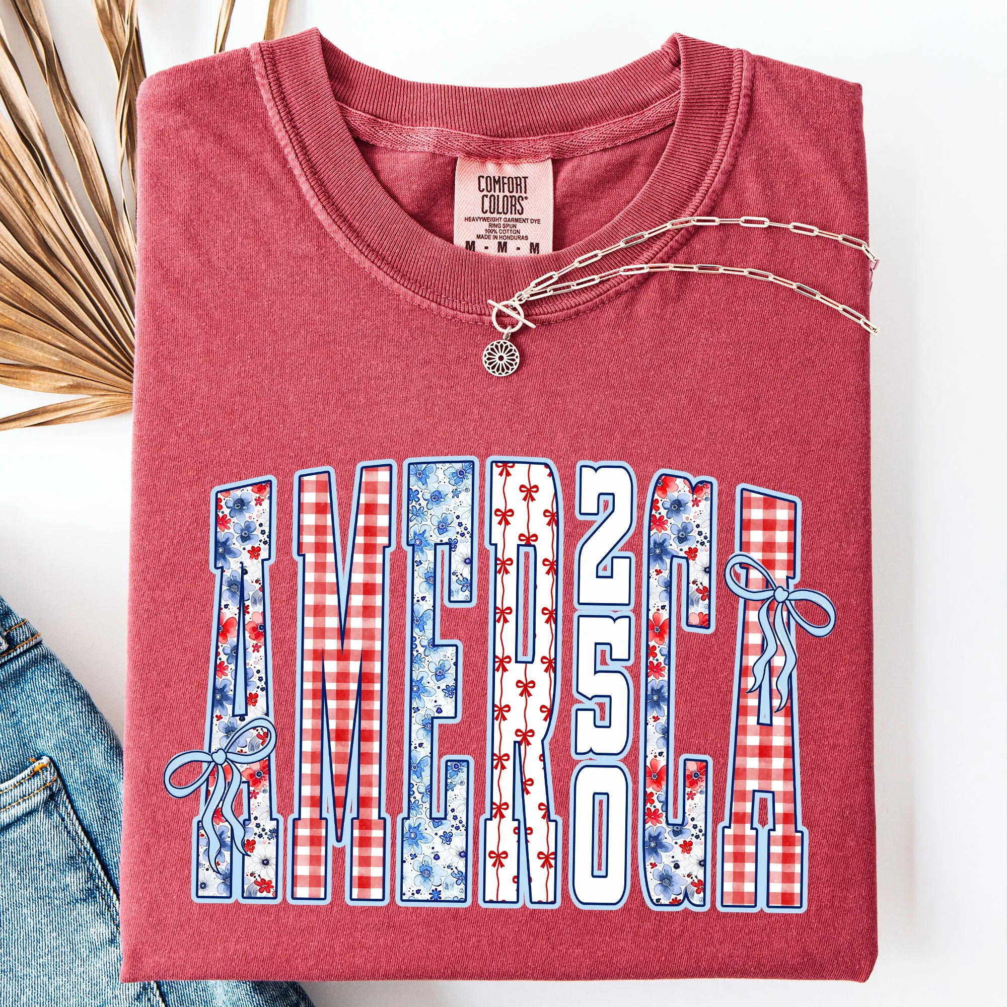America, Ribbons and Bows, 250th Anniversary, USA, Patriotic Comfort Colors T-Shirt sold by Refinery Number One product image thumbnail 4