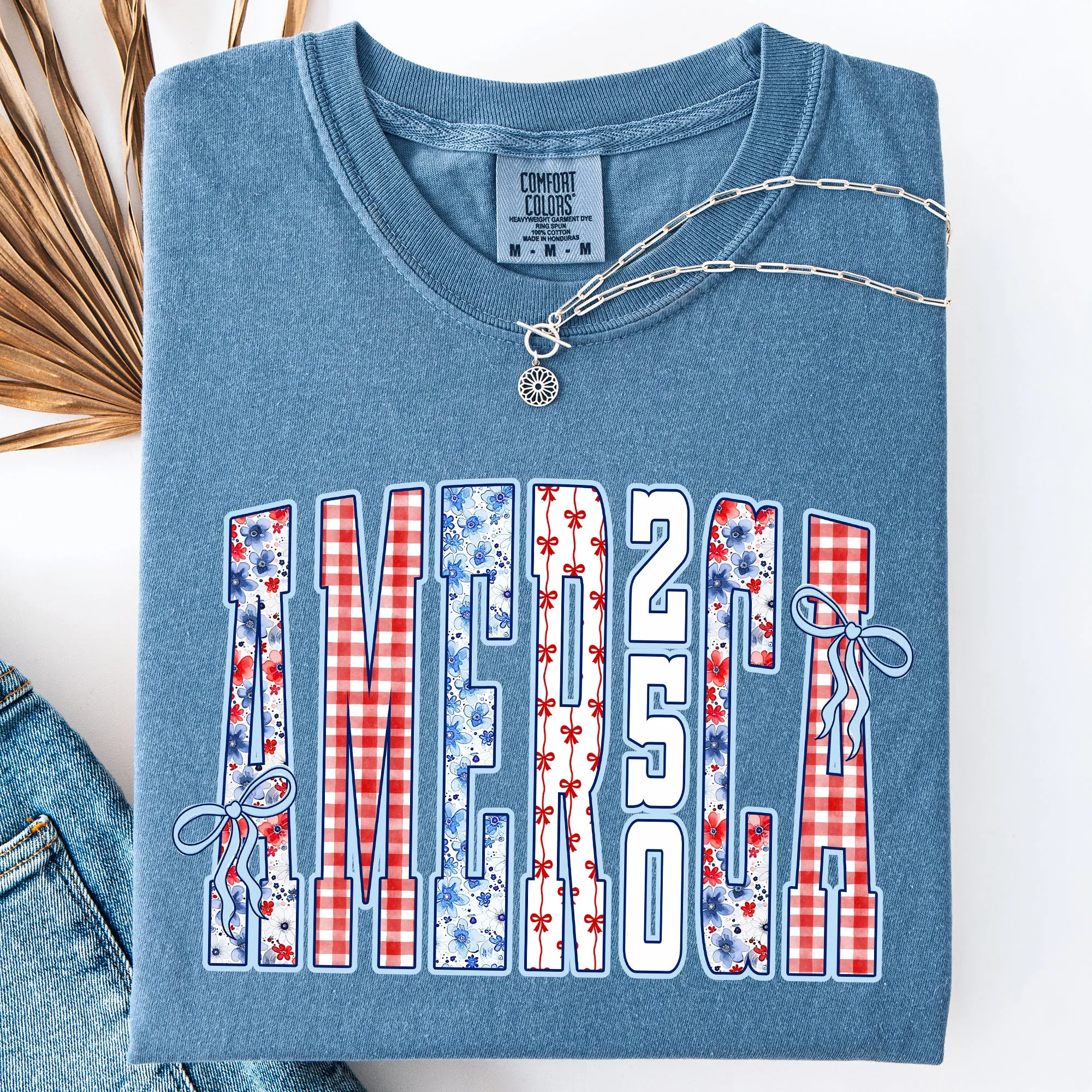 America, Ribbons and Bows, 250th Anniversary, USA, Patriotic Comfort Colors T-Shirt sold by Refinery Number One product image thumbnail 2