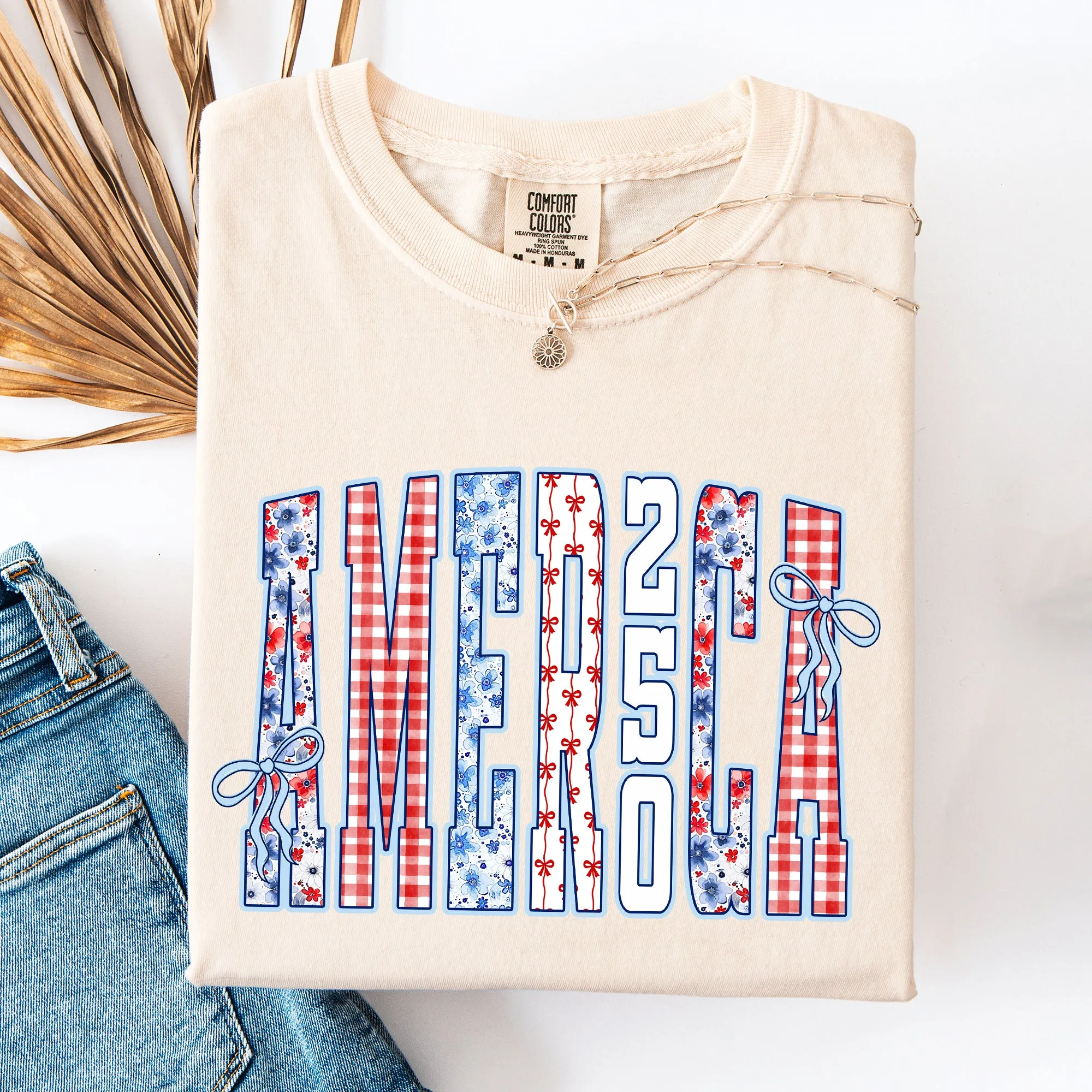 America, Ribbons and Bows, 250th Anniversary, USA, Patriotic Comfort Colors T-Shirt sold by Refinery Number One product image thumbnail 5