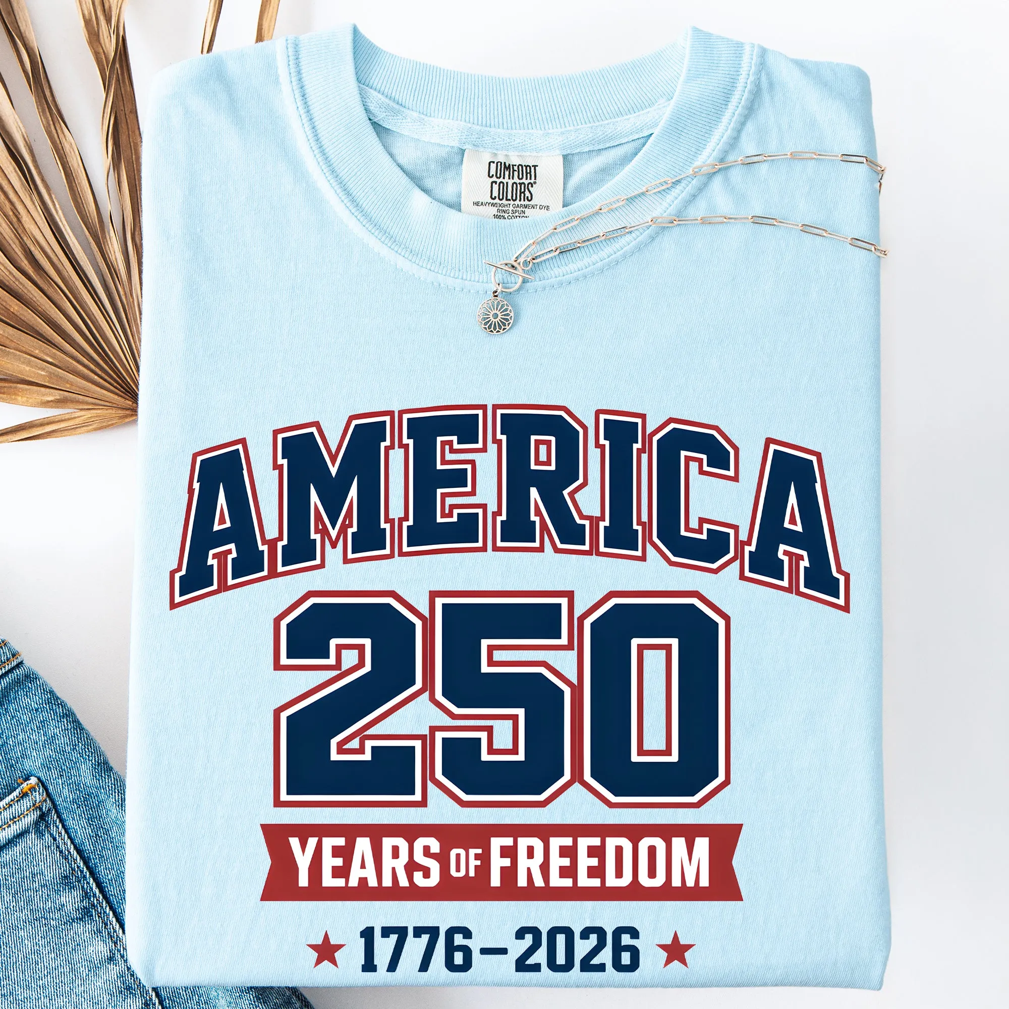 America, 250 Years of Freedom, Varsity, USA, Patriotic Comfort Colors T-Shirt sold by Refinery Number One product image thumbnail 4