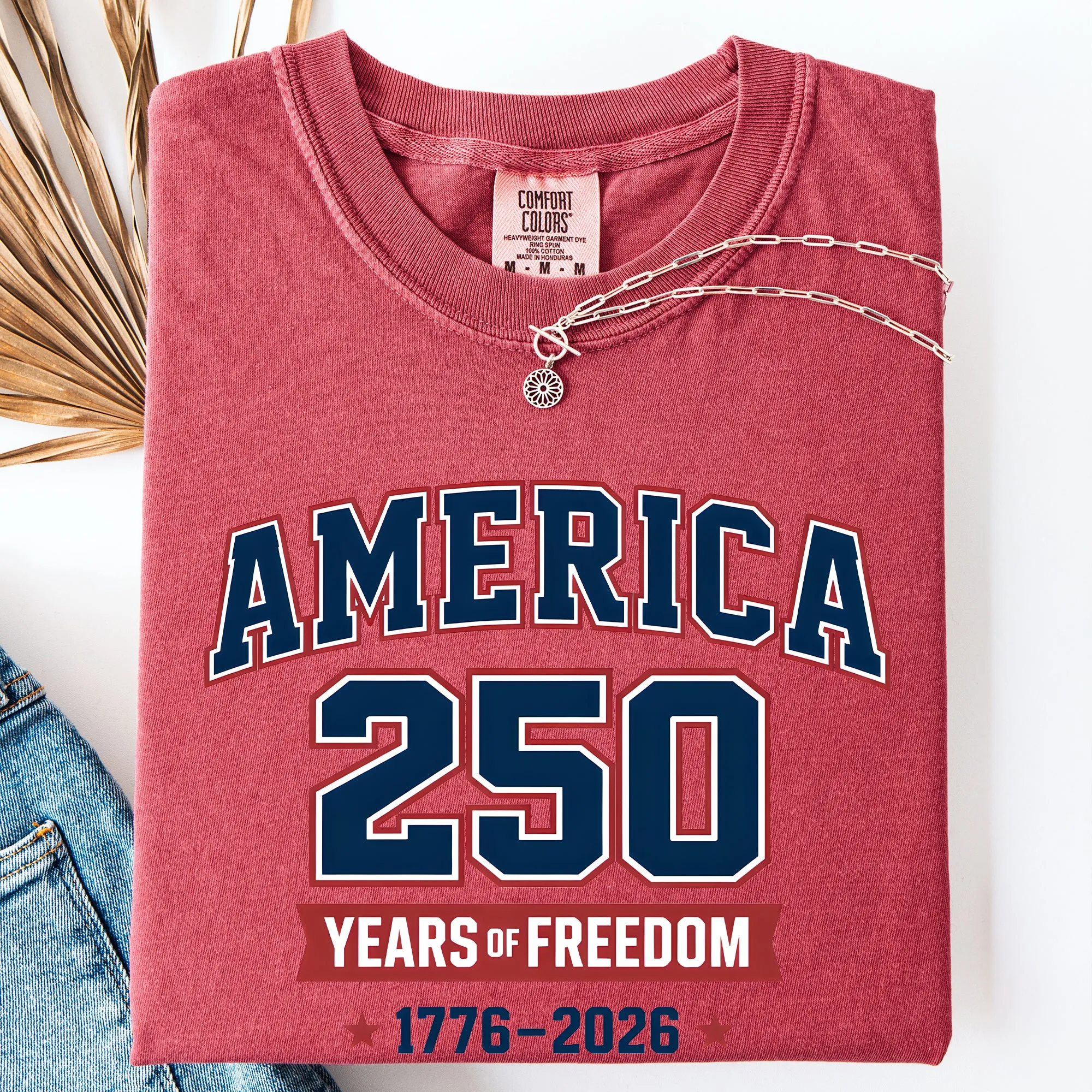 America, 250 Years of Freedom, Varsity, USA, Patriotic Comfort Colors T-Shirt sold by Refinery Number One product image thumbnail 5