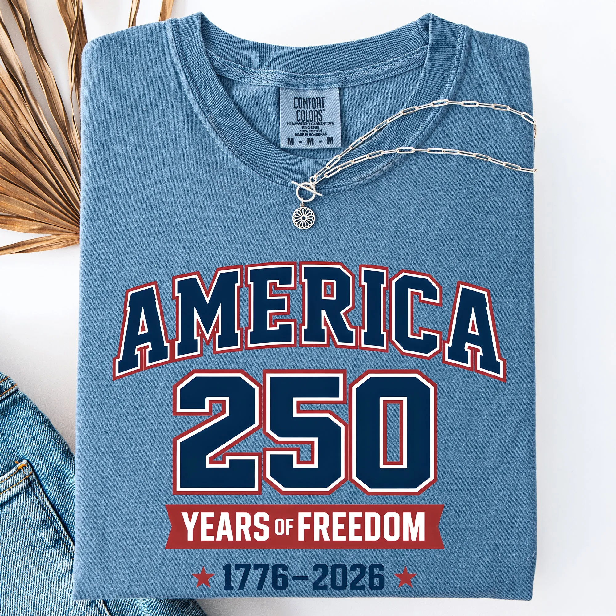 America, 250 Years of Freedom, Varsity, USA, Patriotic Comfort Colors T-Shirt sold by Refinery Number One product image thumbnail 3