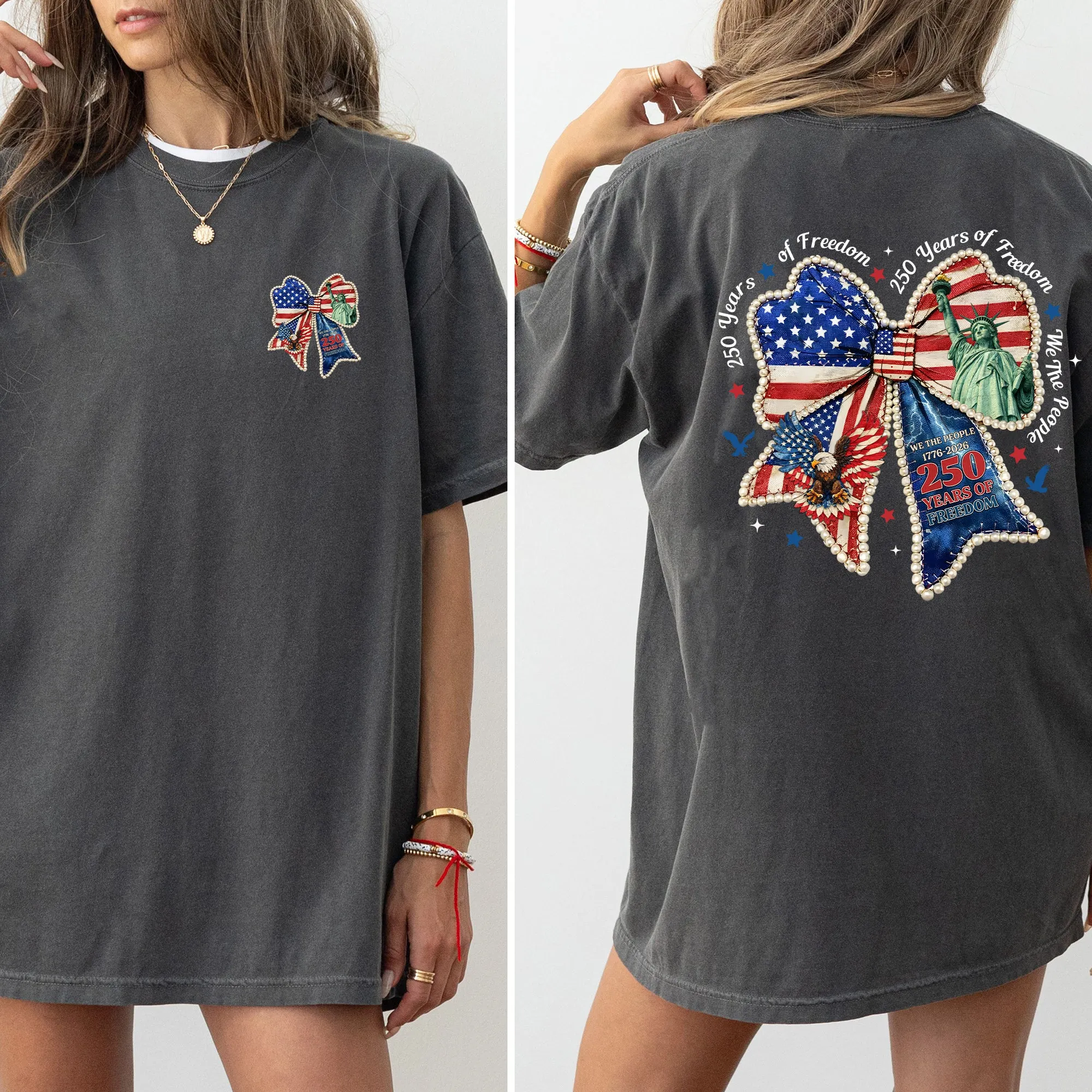 250 Years of Freedom, America, USA, Bow, Ribbons, We The People Comfort Colors T-Shirt sold by Refinery Number One