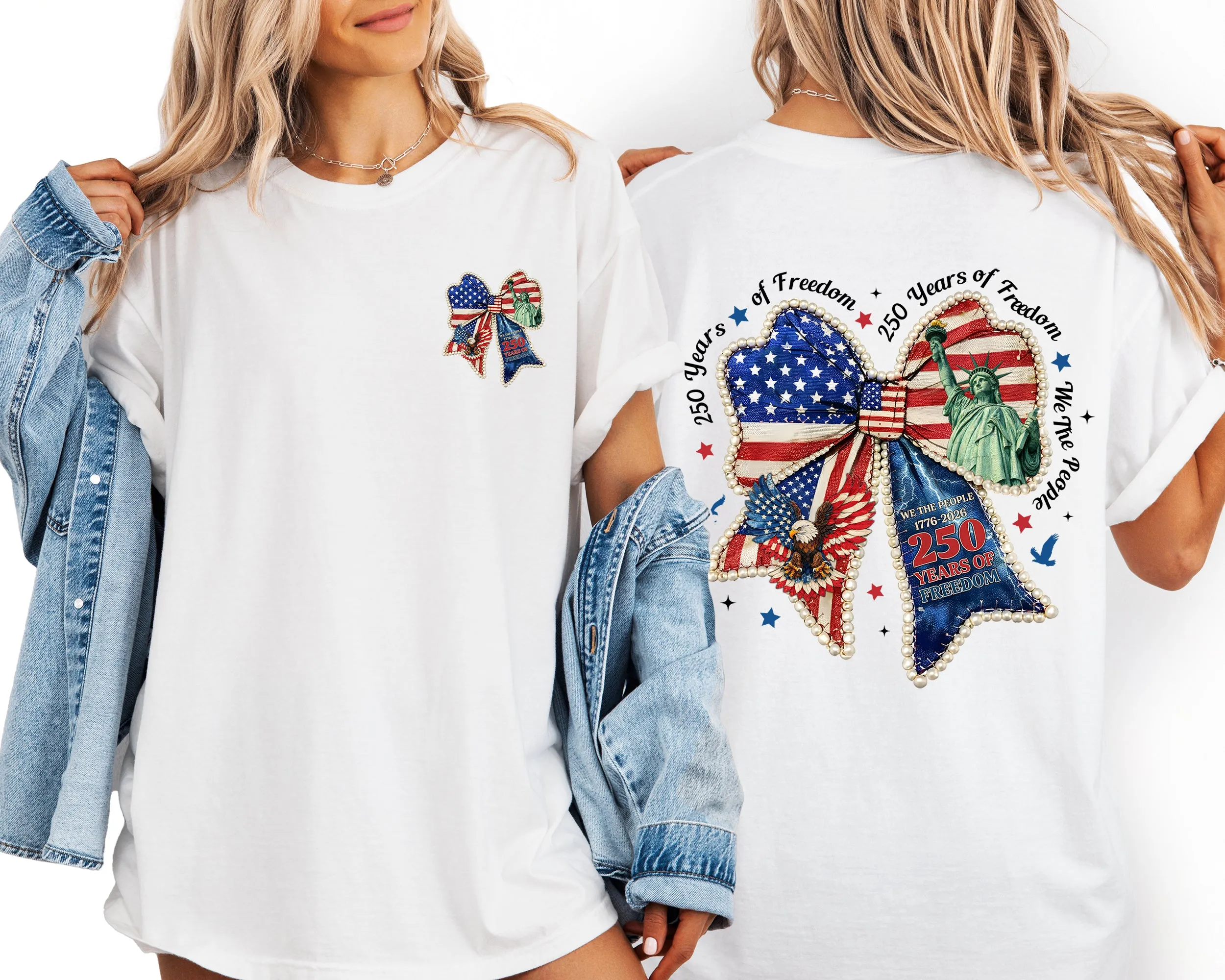 250 Years of Freedom, America, USA, Bow, Ribbons, We The People Comfort Colors T-Shirt sold by Refinery Number One product image thumbnail 4