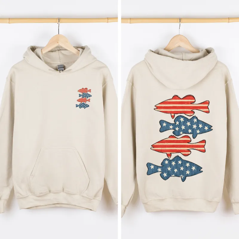 Fishing, Stars and Stripes, America, USA, 4th of July, Unisex Sweatshirt made by Refinery Number One