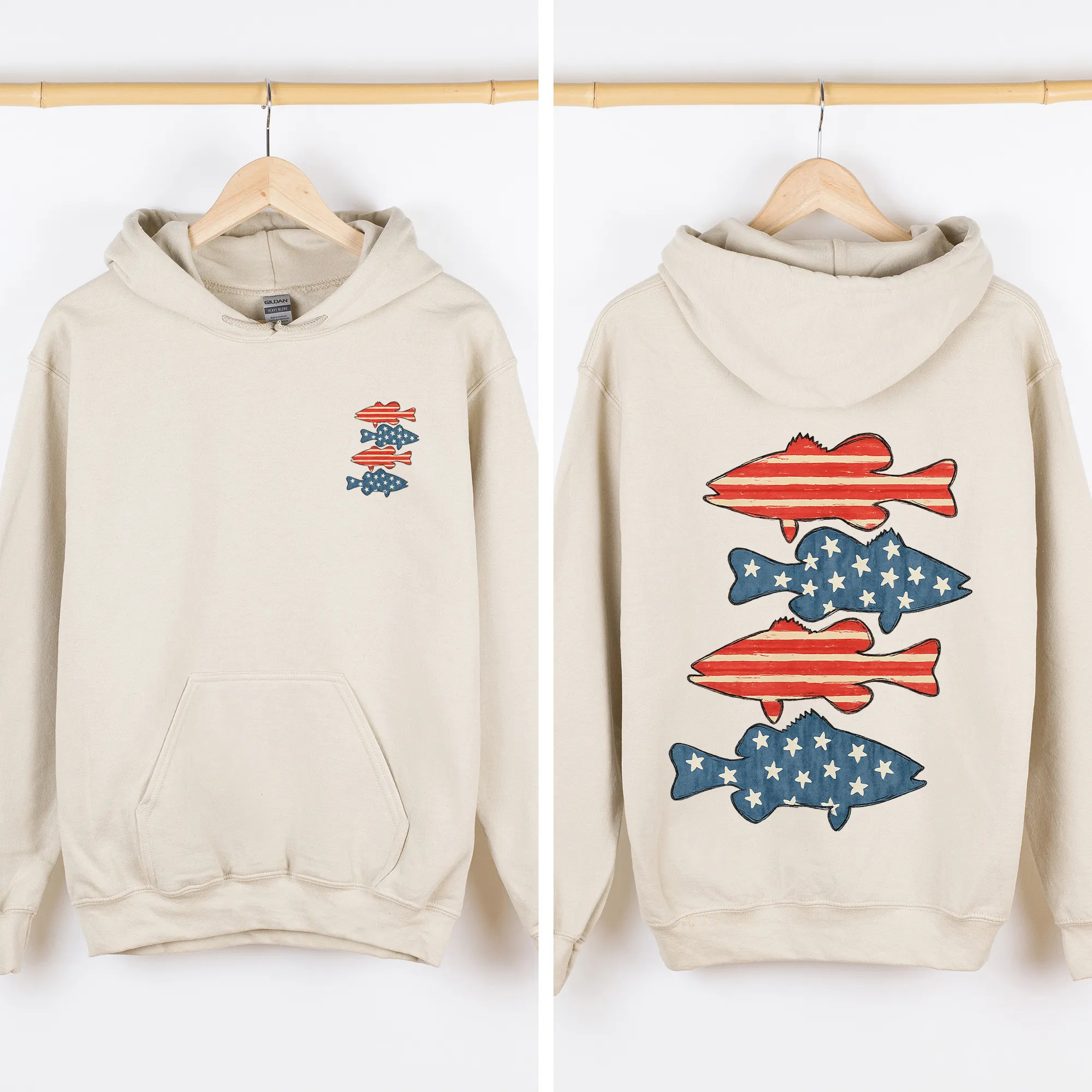 Fishing, Stars and Stripes, America, USA, 4th of July, Unisex Sweatshirt sold by Refinery Number One