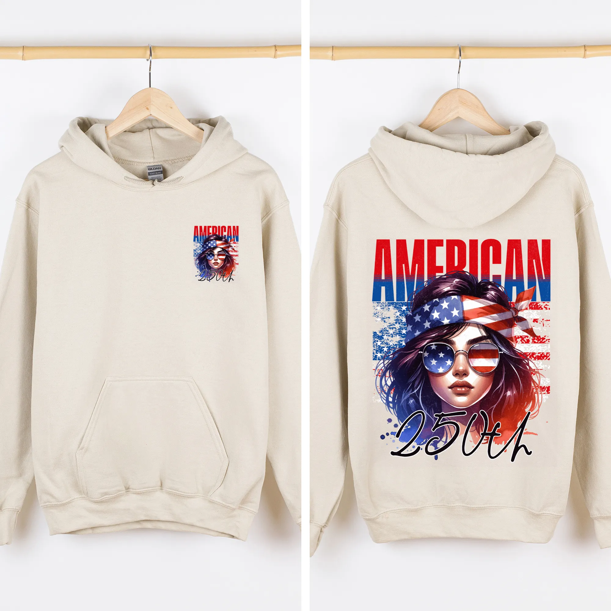 American Girl, 250th Anniversary, USA, US Flag, 4th of July Sweatshirt sold by Refinery Number One product image thumbnail 3