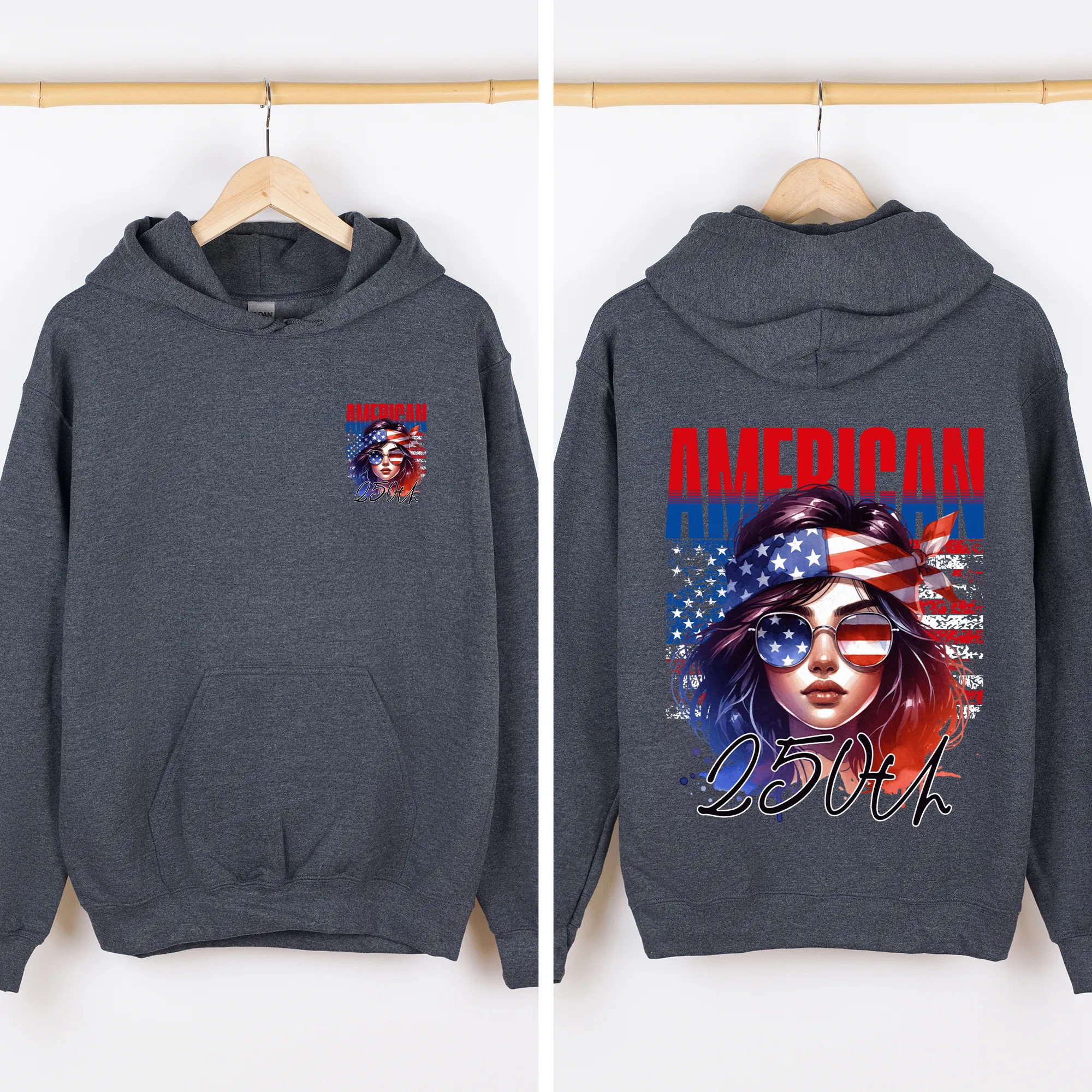American Girl, 250th Anniversary, USA, US Flag, 4th of July Sweatshirt sold by Refinery Number One product image thumbnail 5