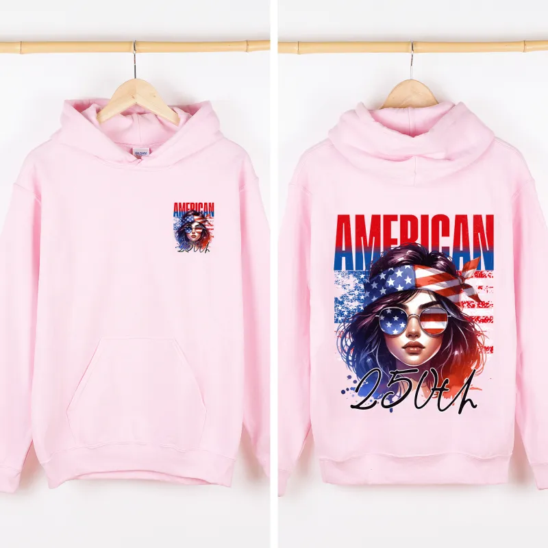 American Girl, 250th Anniversary, USA, US Flag, 4th of July Sweatshirt made by Refinery Number One
